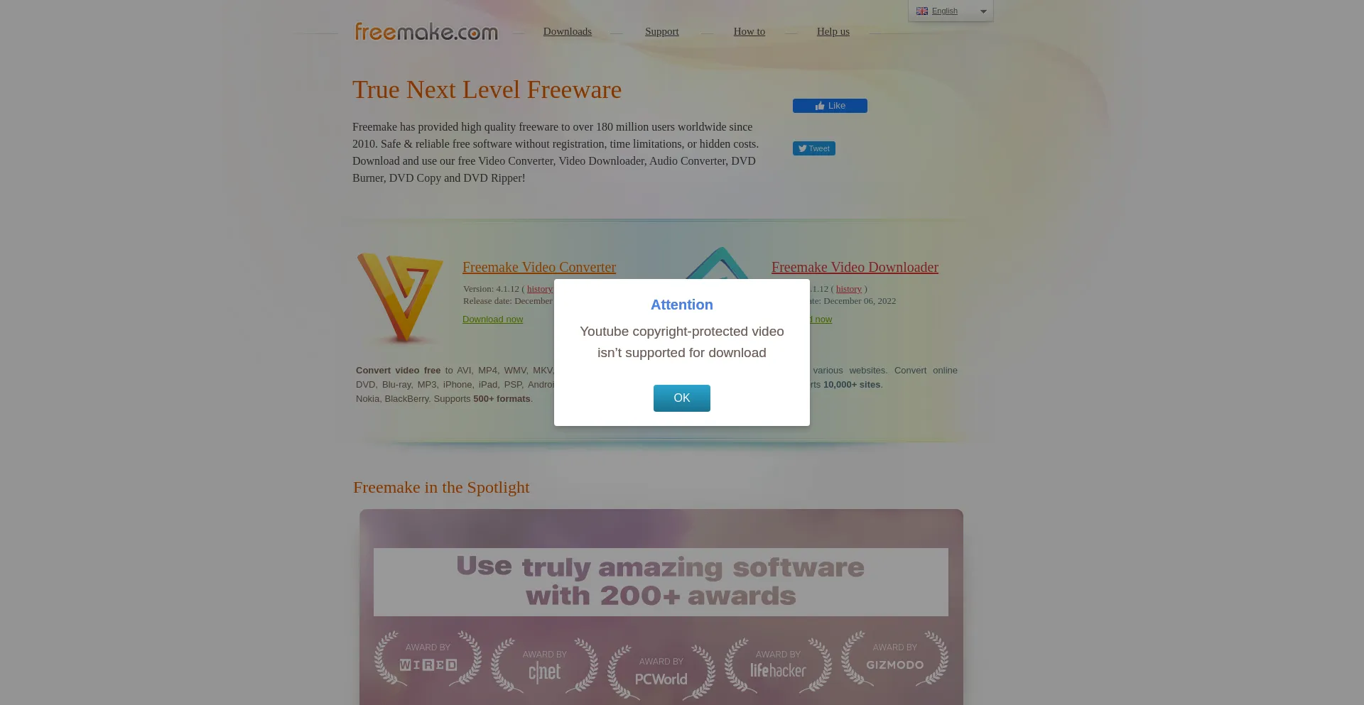 Screenshot of freemake.com homepage