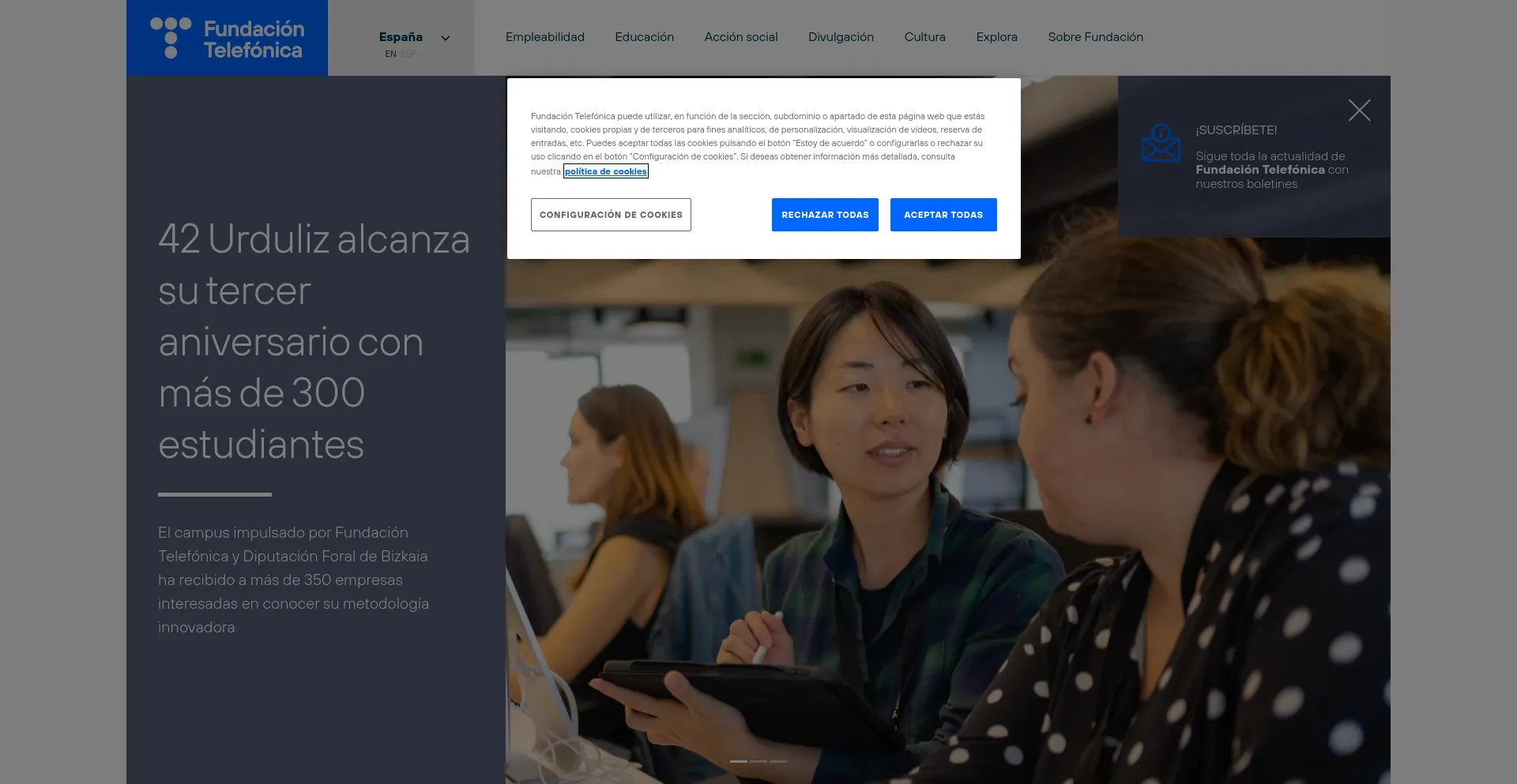 Screenshot of fundaciontelefonica.com homepage