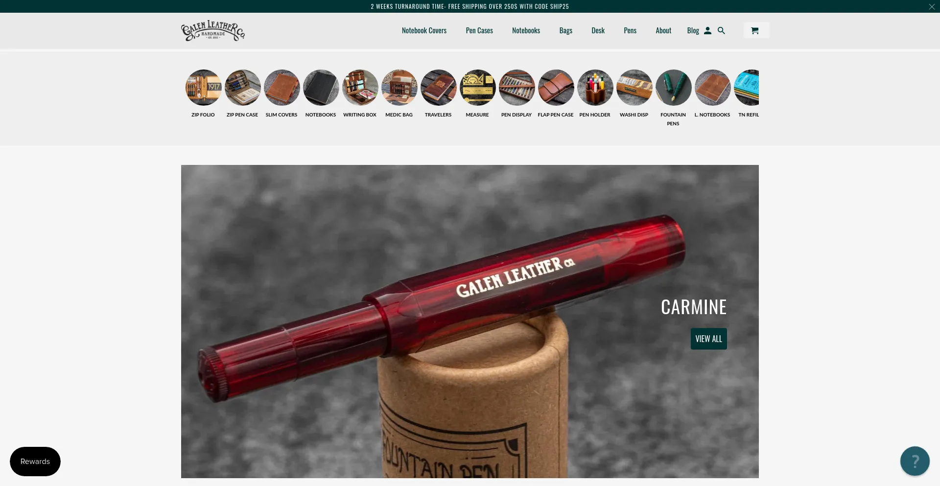 Screenshot of galenleather.com homepage