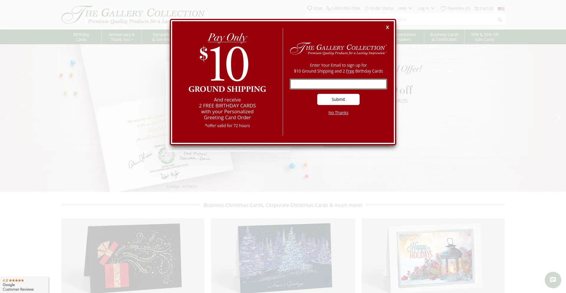 Screenshot of gallerycollection.com homepage