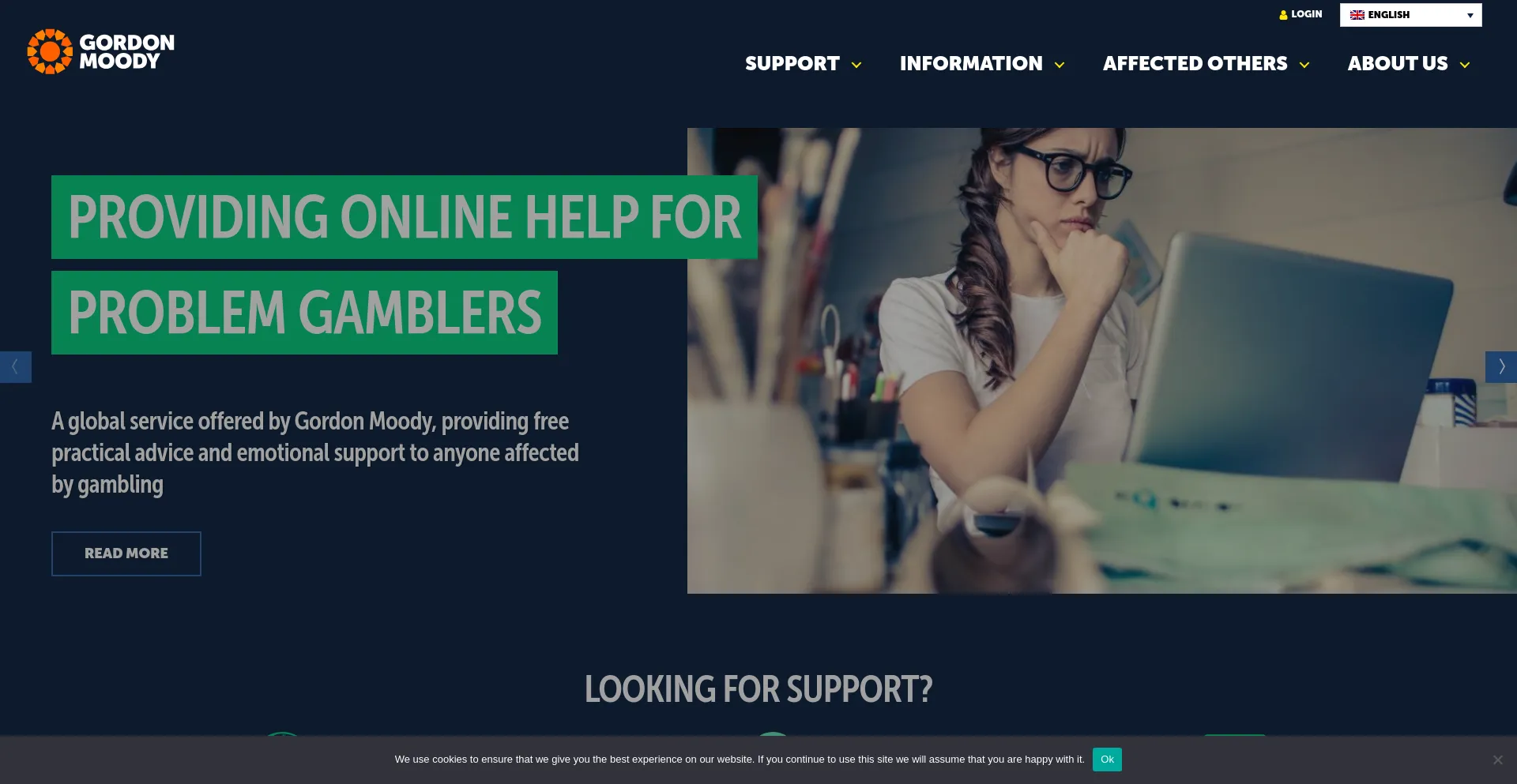 Screenshot of gamblingtherapy.org homepage