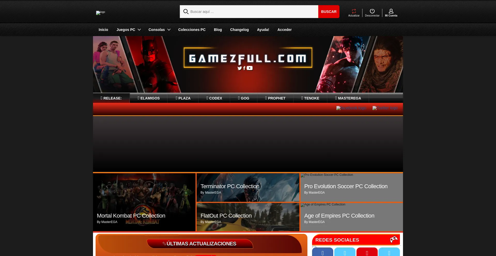 Screenshot of gamezfull.com homepage