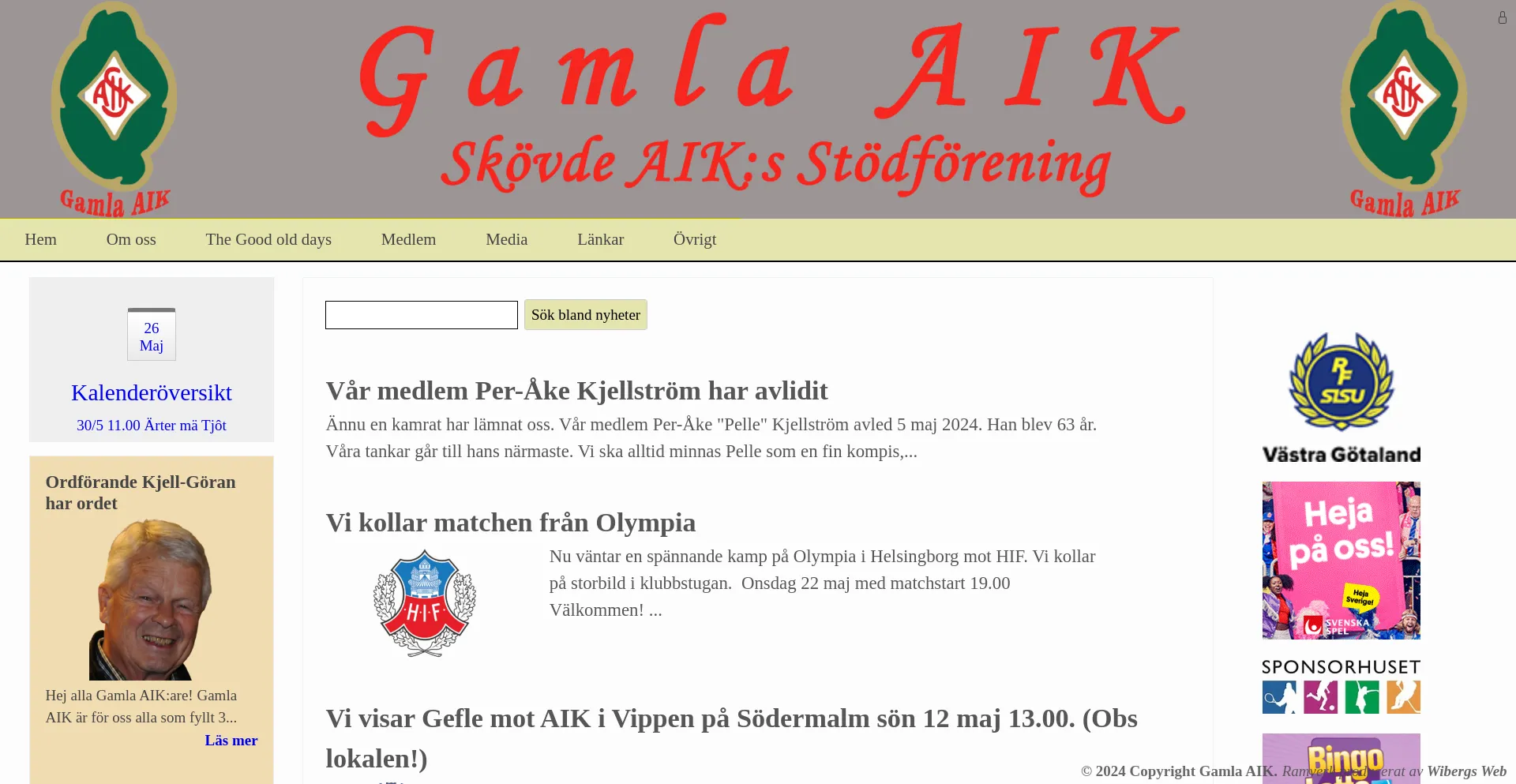 Screenshot of gamlaaik.se homepage