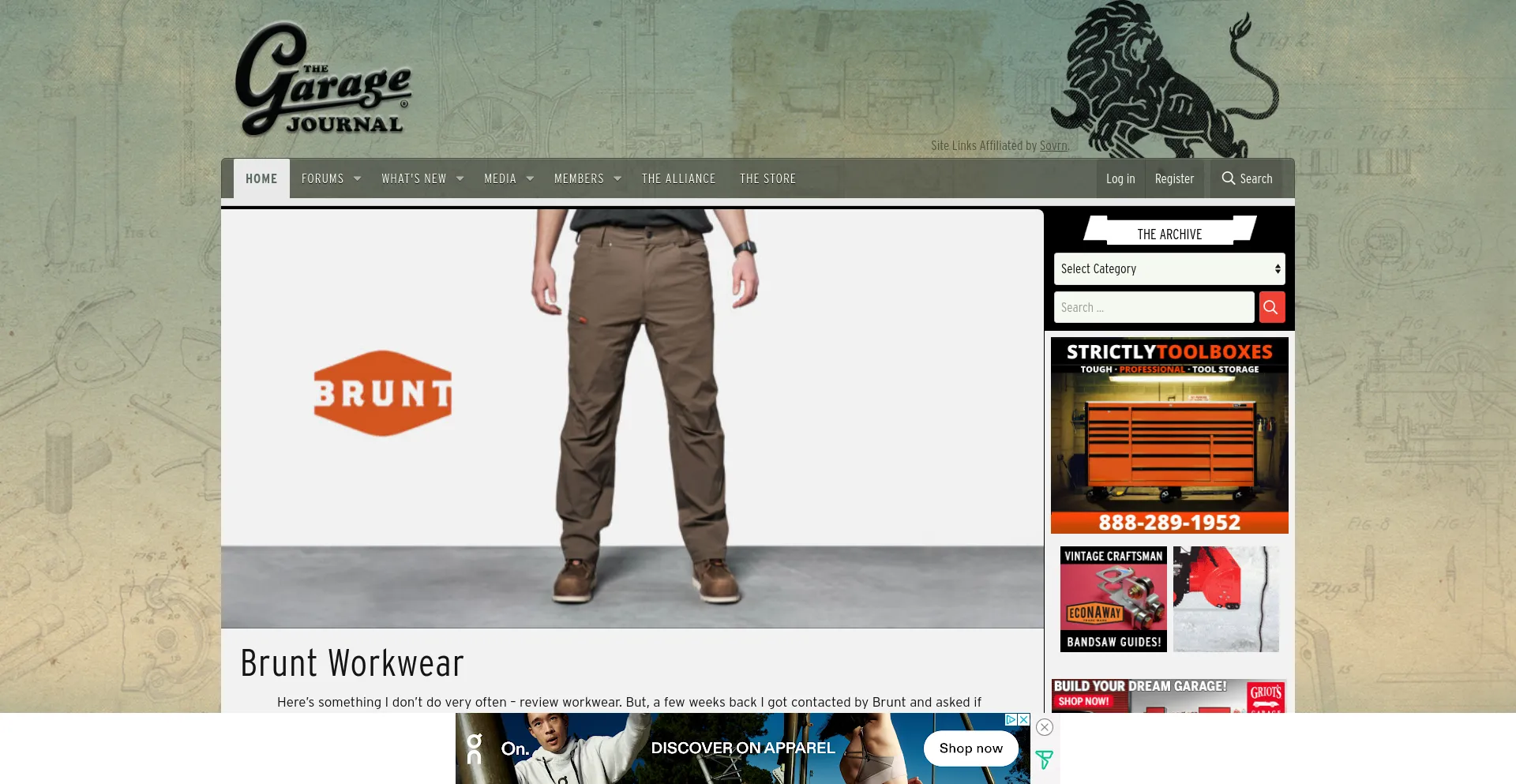 Screenshot of garagejournal.com homepage