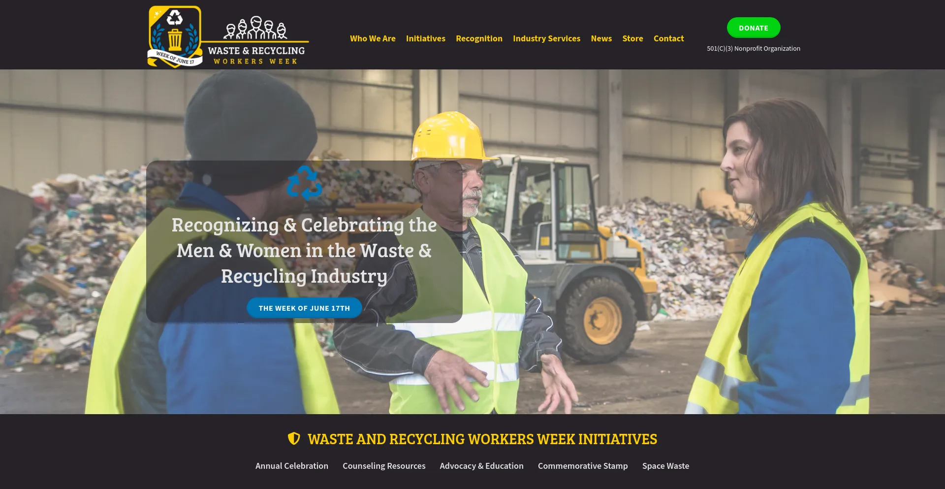 Screenshot of garbagemanday.org homepage