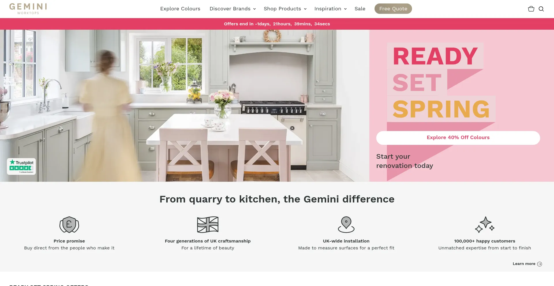 Screenshot of geminiworktops.com homepage