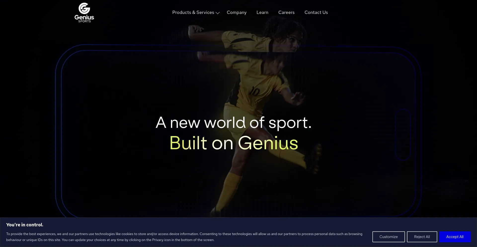 Screenshot of geniussports.com homepage