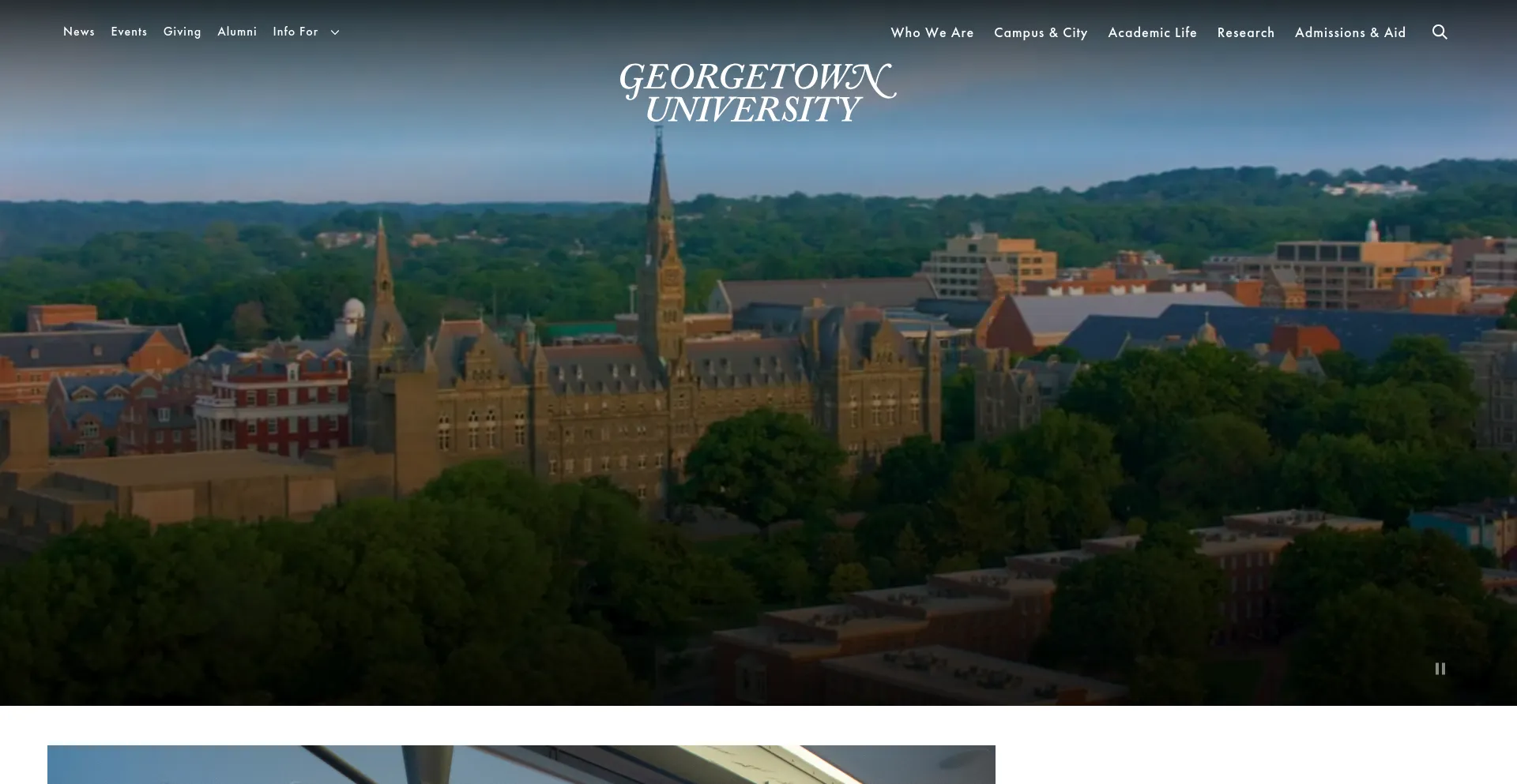 Screenshot of georgetown.edu homepage