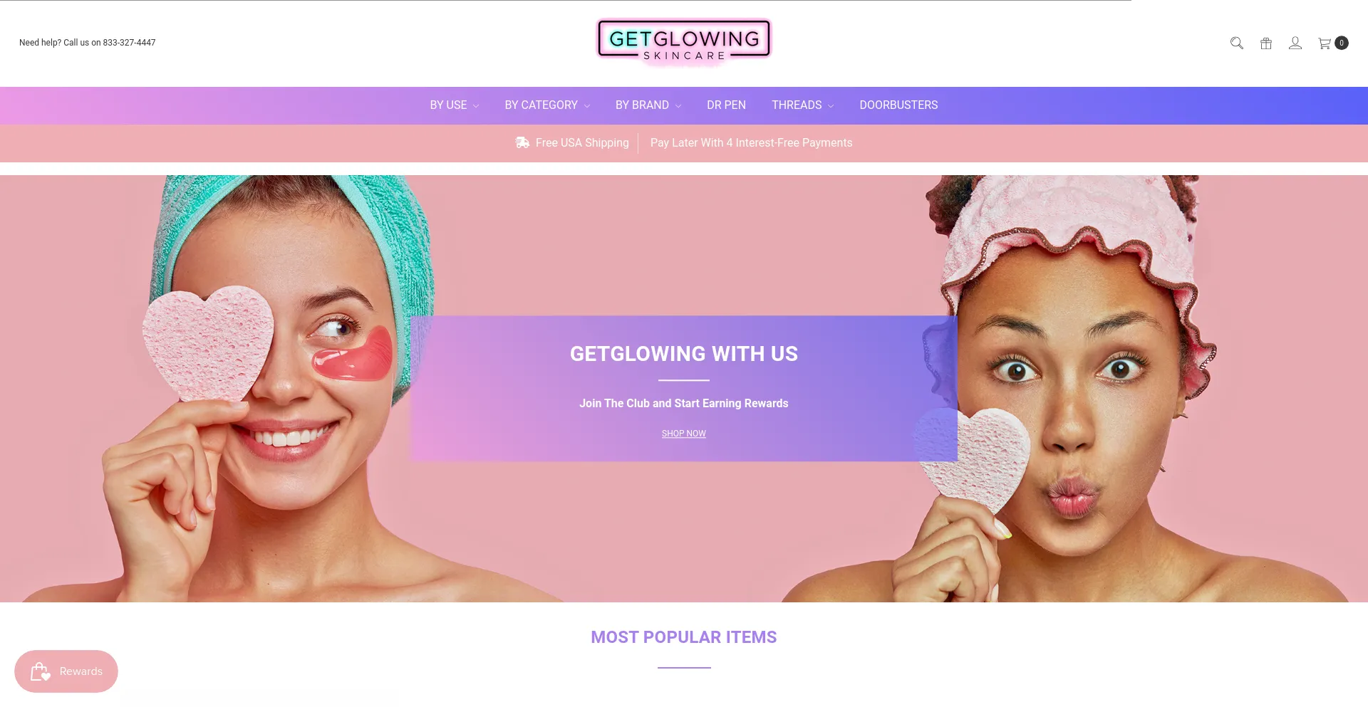 Screenshot of getglowingnowskincare.com homepage