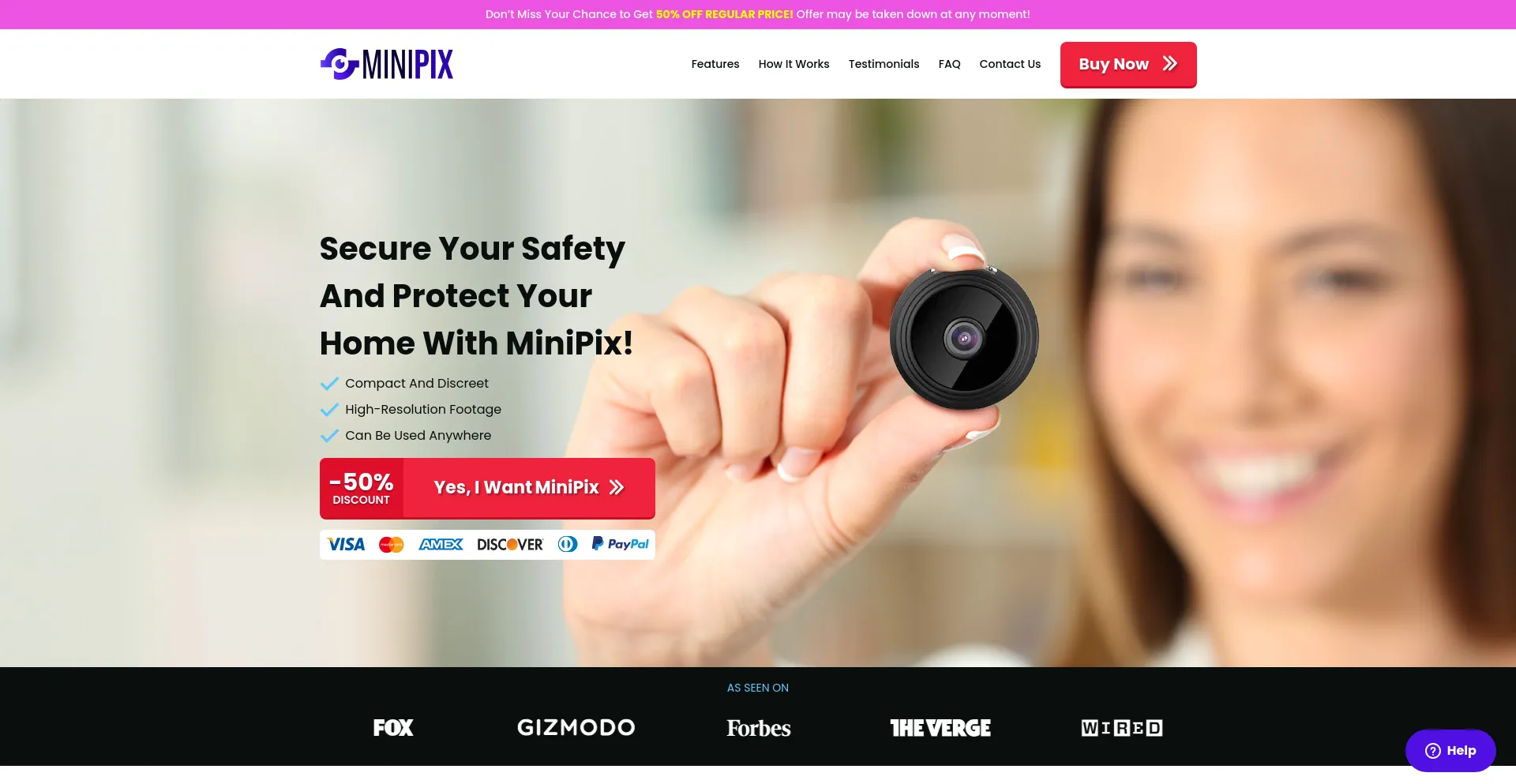 Screenshot of getminipix.com homepage