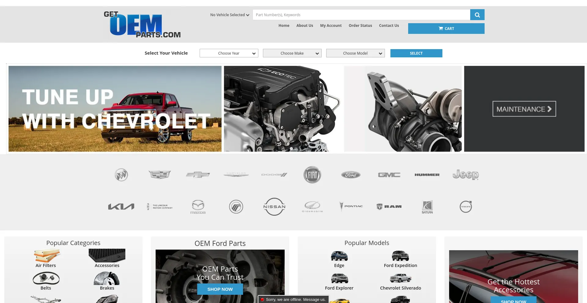 Screenshot of getoemparts.com homepage