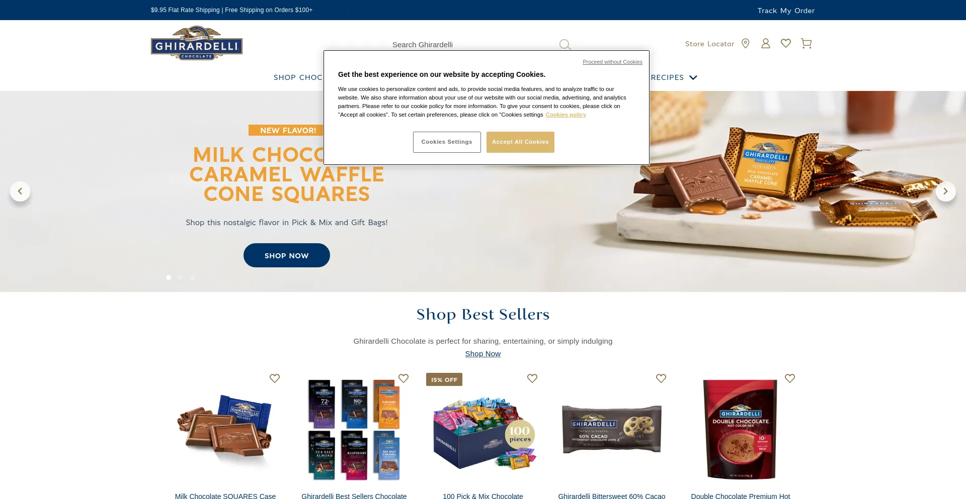 Screenshot of ghirardelli.com homepage