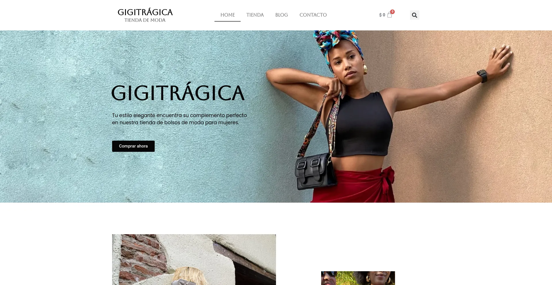 Screenshot of gigitragica.com homepage