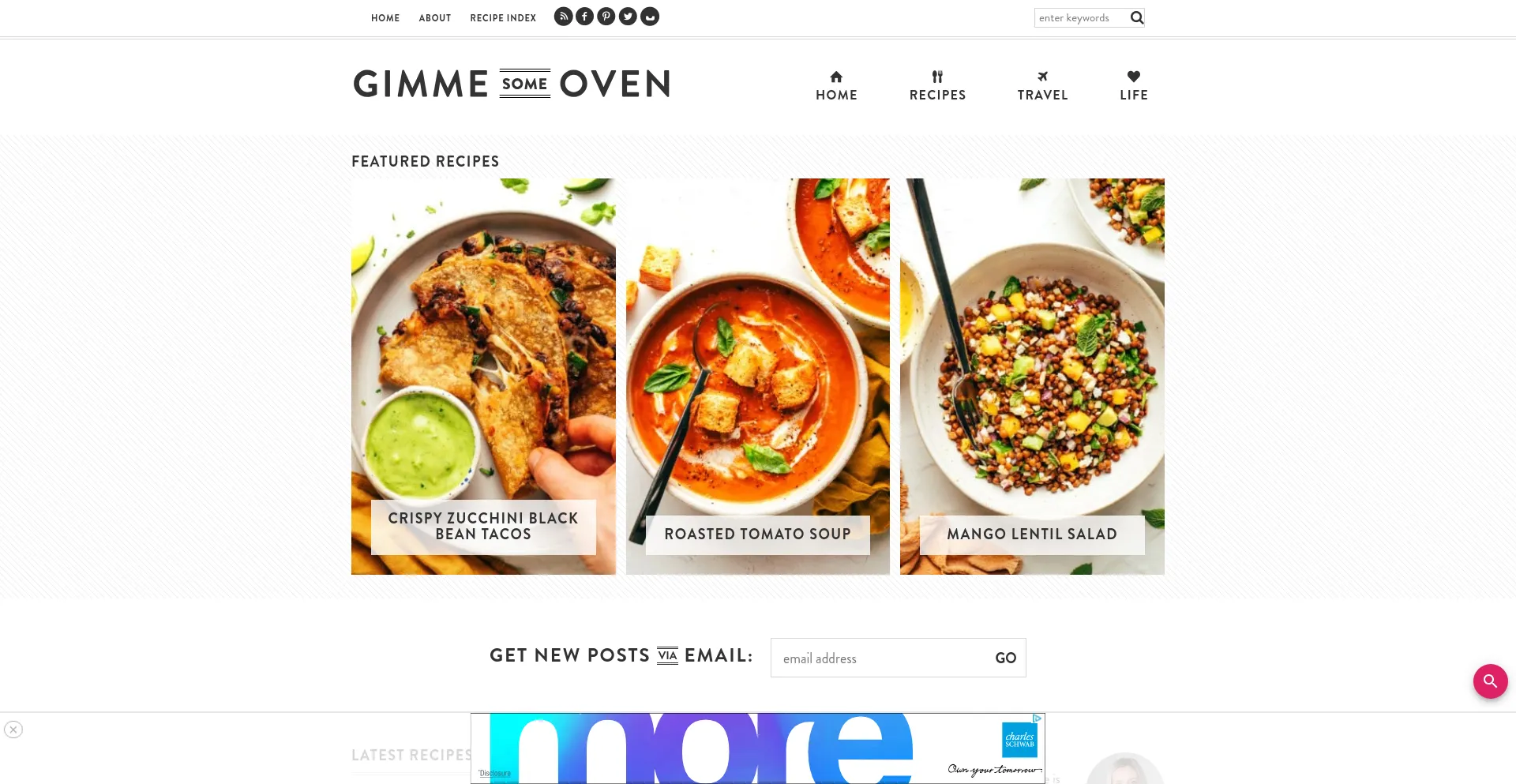 Screenshot of gimmesomeoven.com homepage