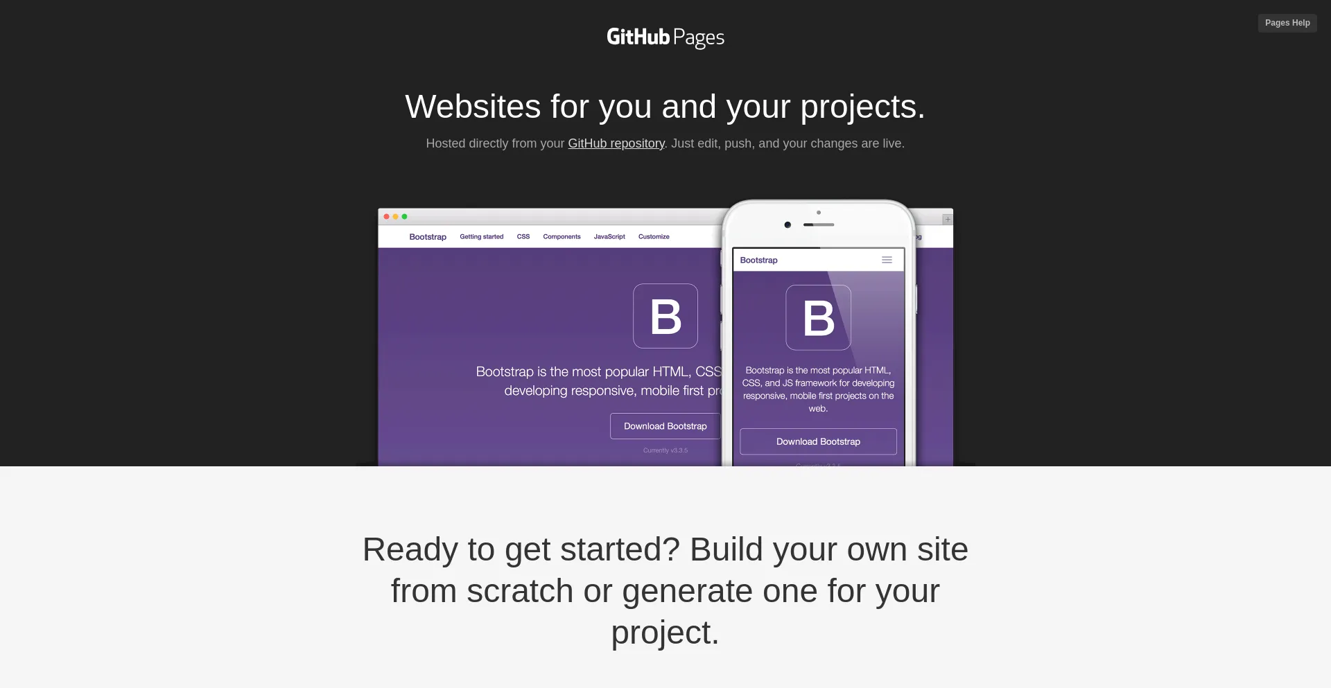 Screenshot of github.io homepage