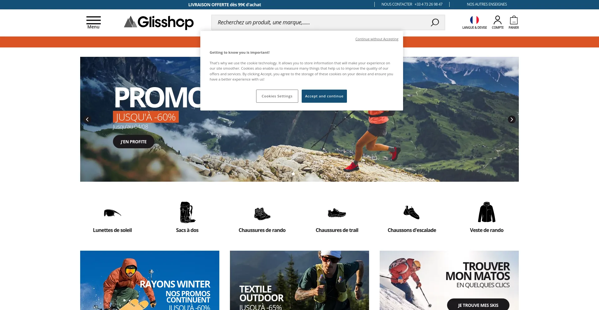 Screenshot of glisshop.com homepage