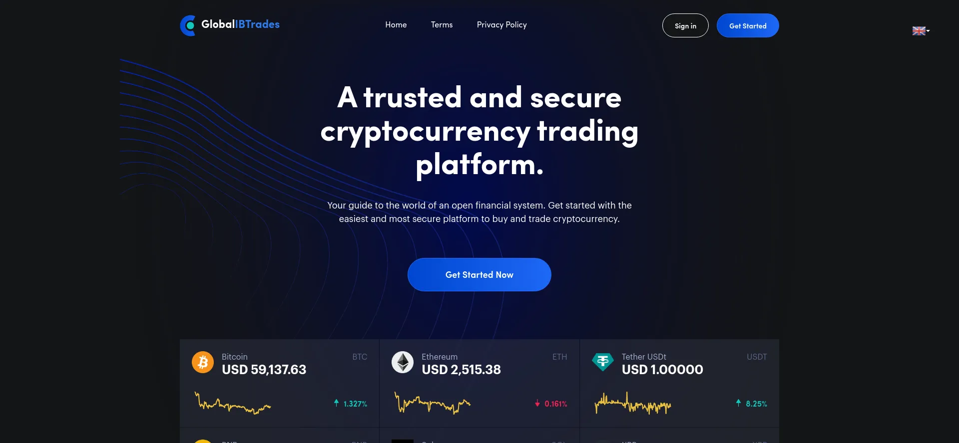 Screenshot of globalibtrades.com homepage