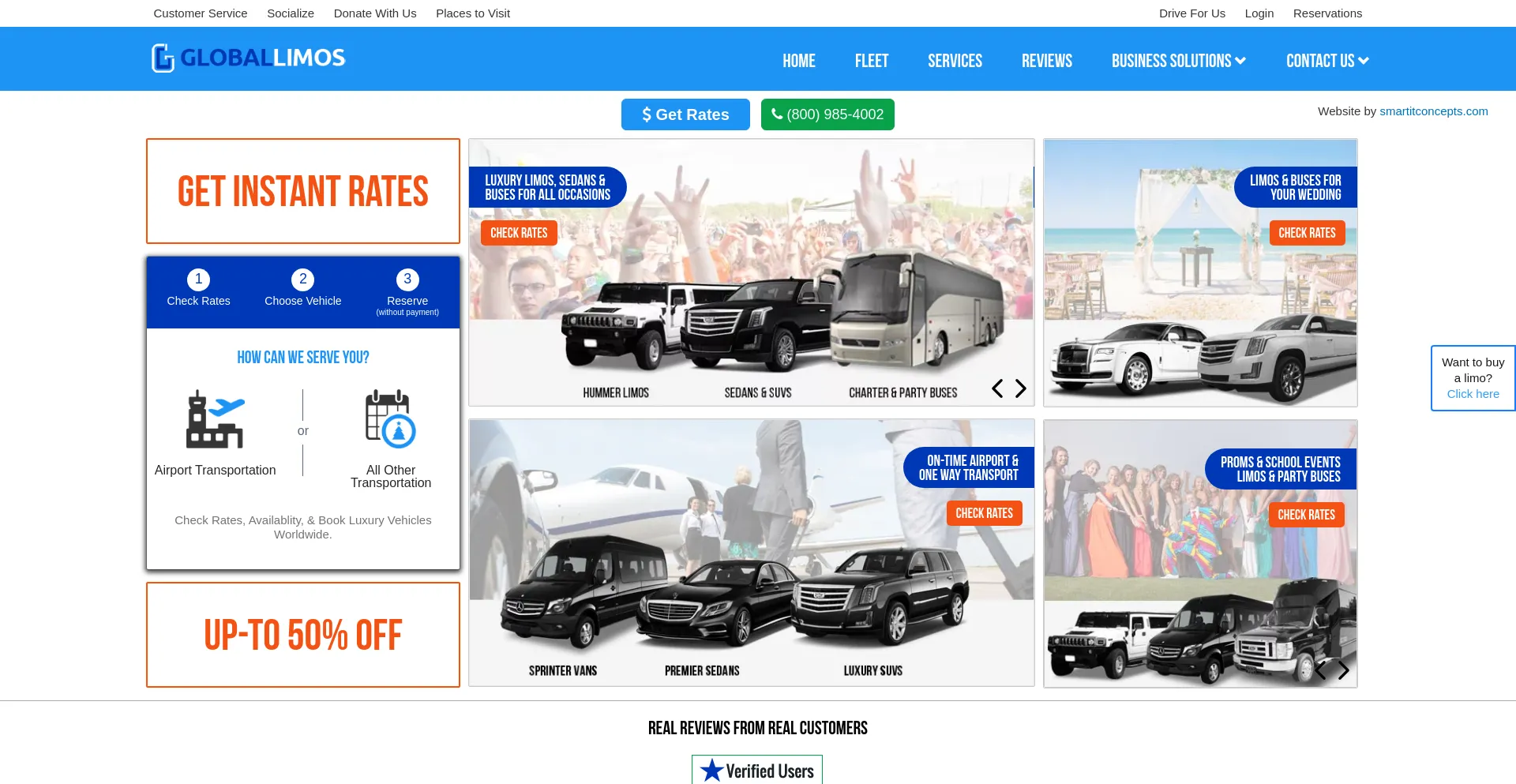 Screenshot of globallimos.com homepage