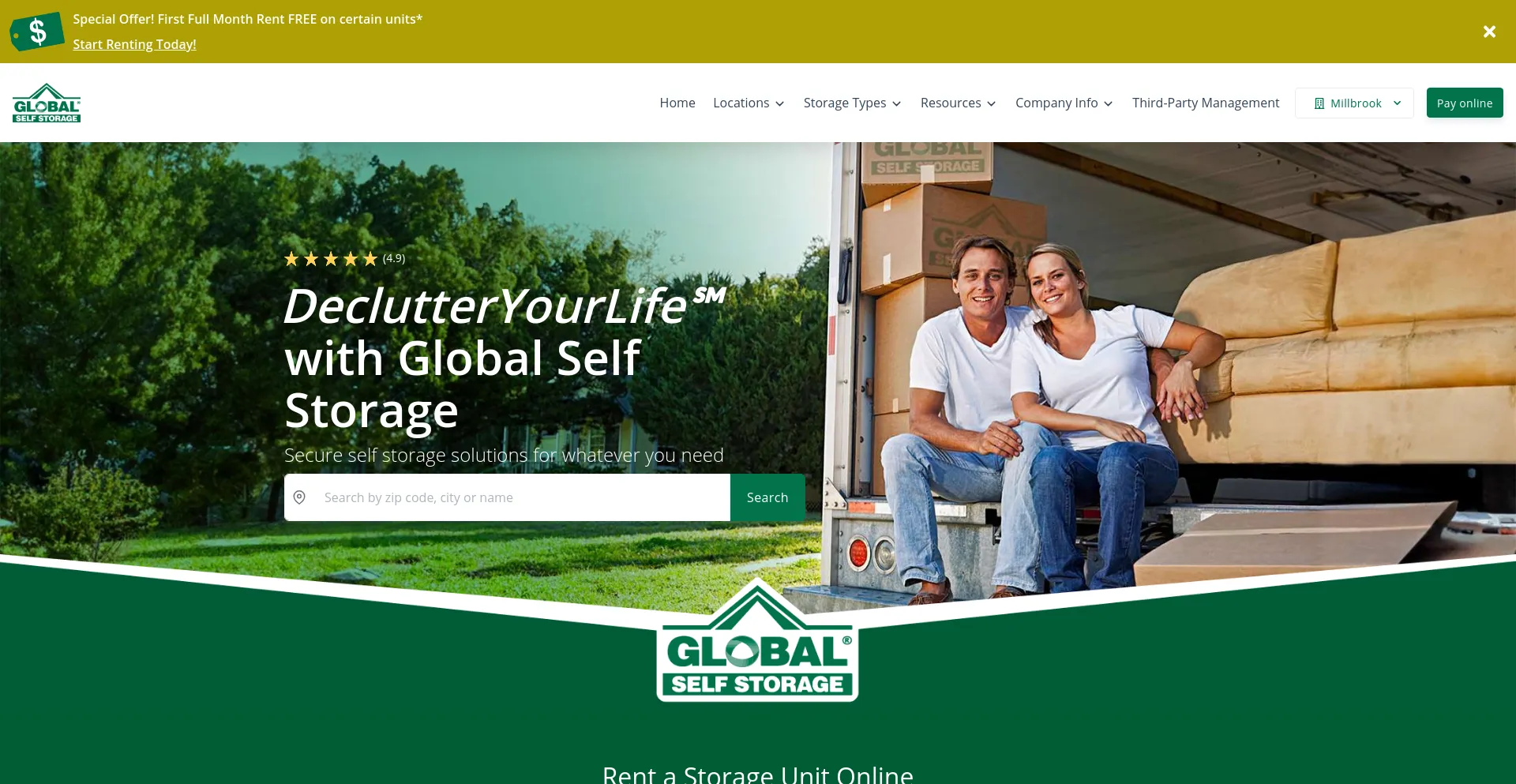 Screenshot of globalselfstorage.us homepage