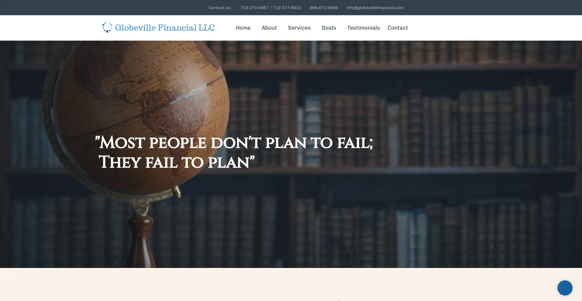 Screenshot of globevillefinancial.com homepage