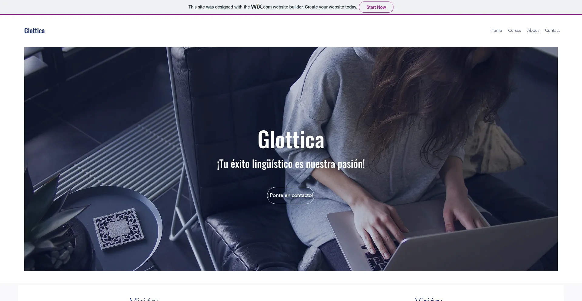 Screenshot of glottica.com homepage