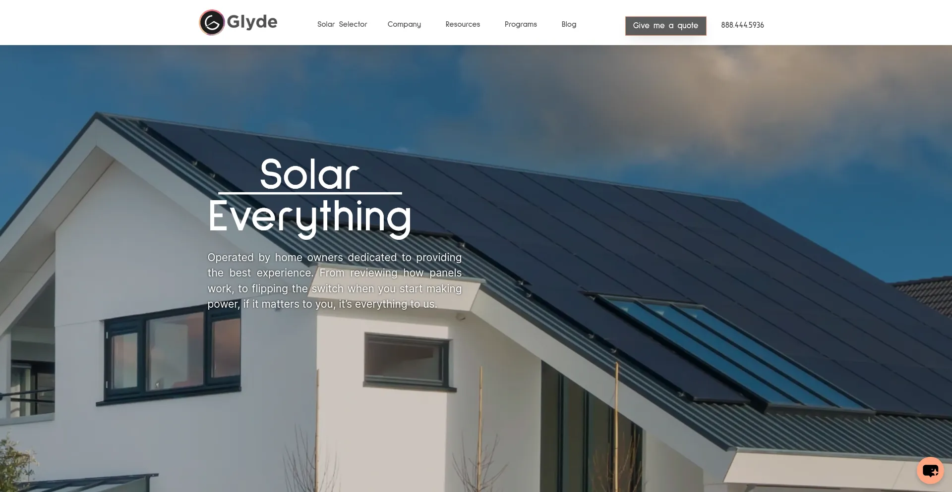 Screenshot of glydesolar.com homepage