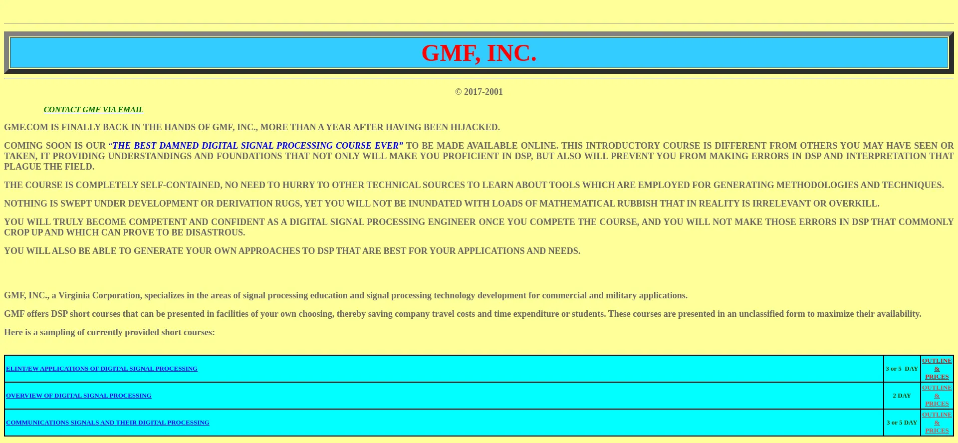 Screenshot of gmf.com homepage