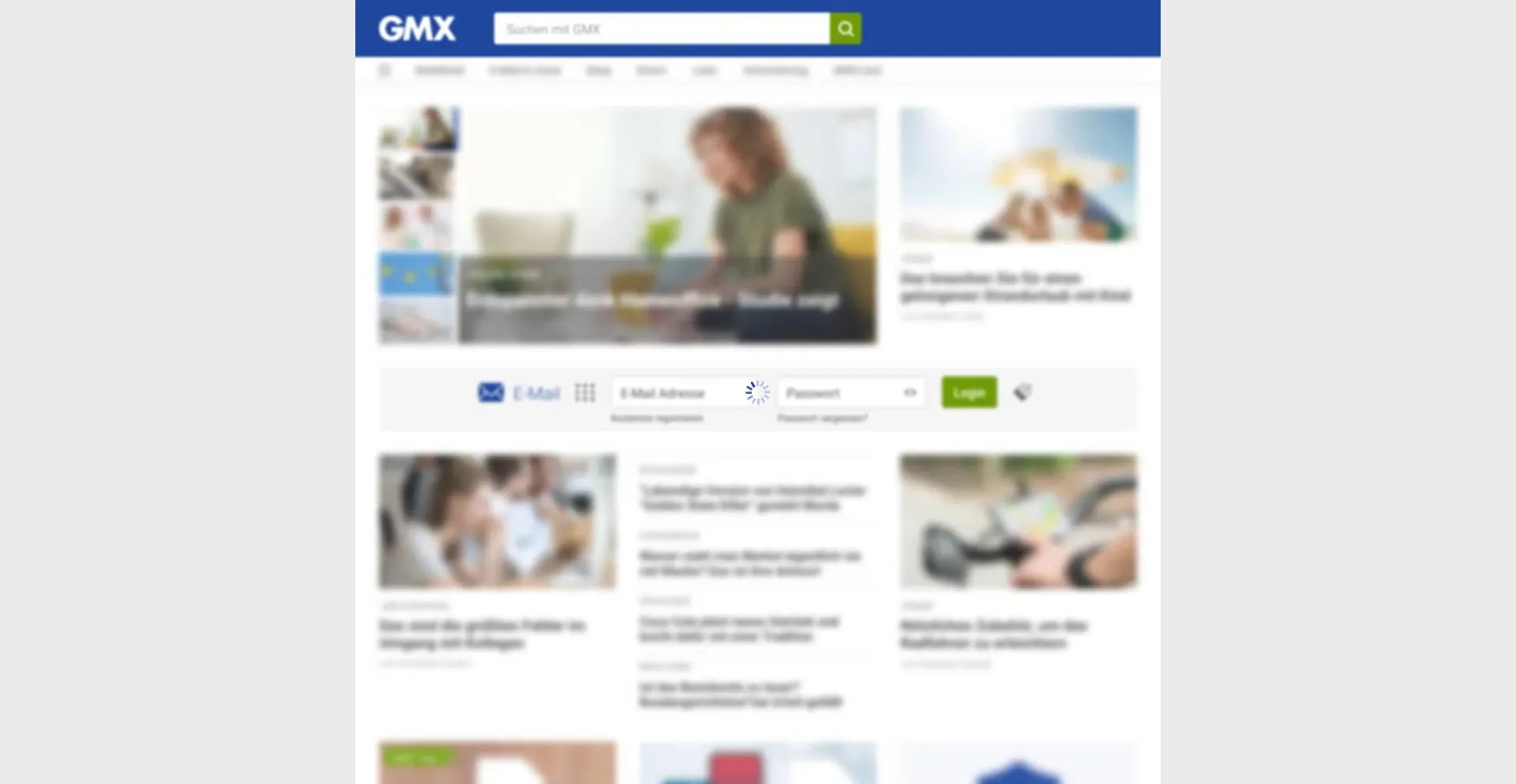 Screenshot of gmx.net homepage