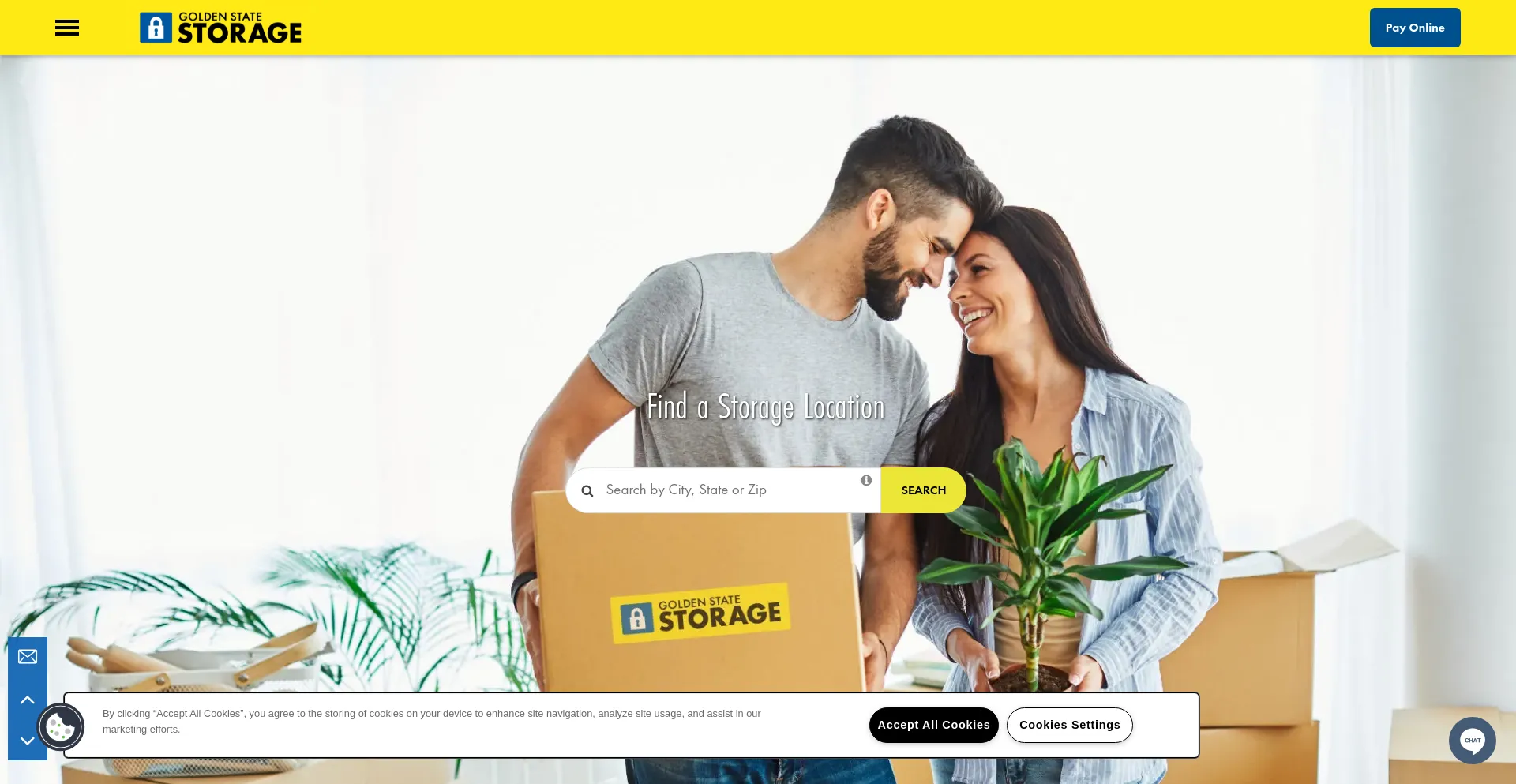 Screenshot of goldenstatestorage.com homepage