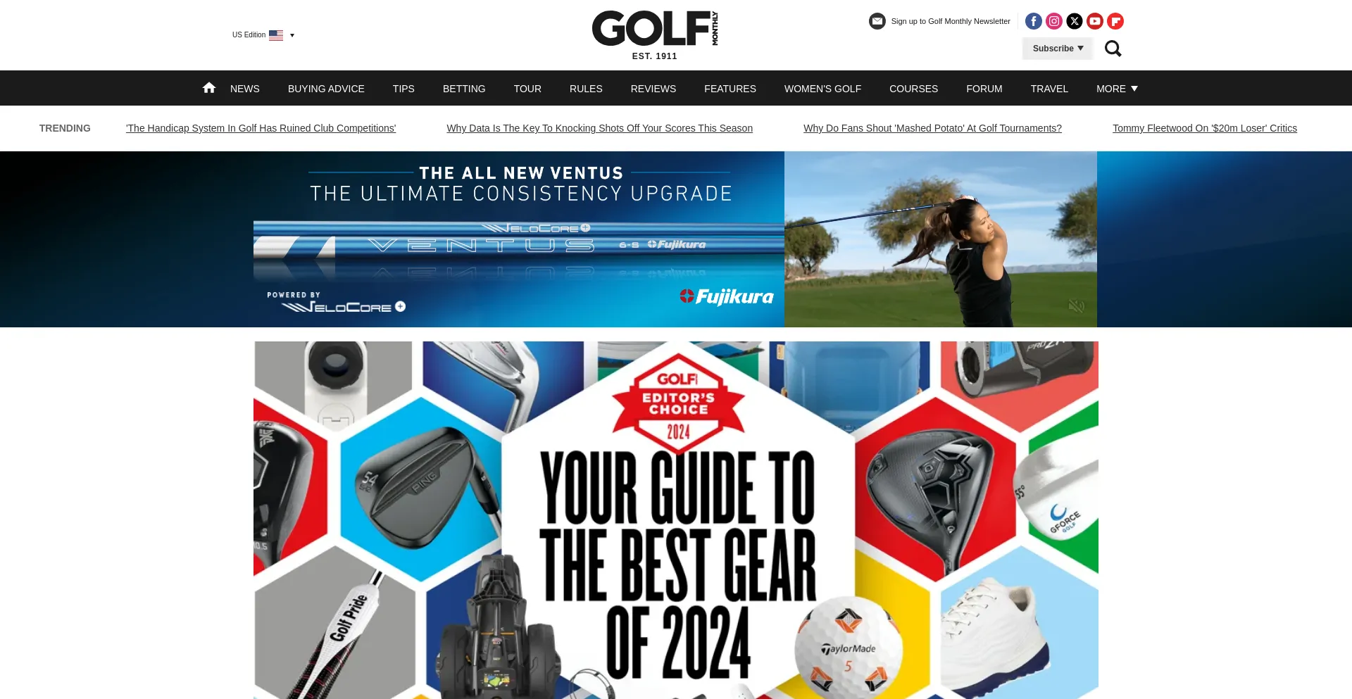 Screenshot of golfmonthly.com homepage