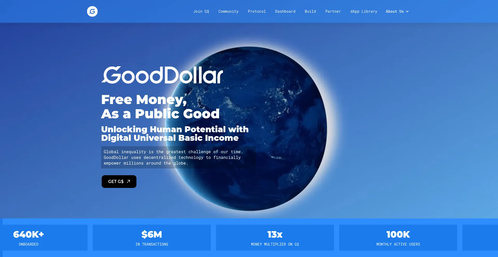 Screenshot of gooddollar.org homepage