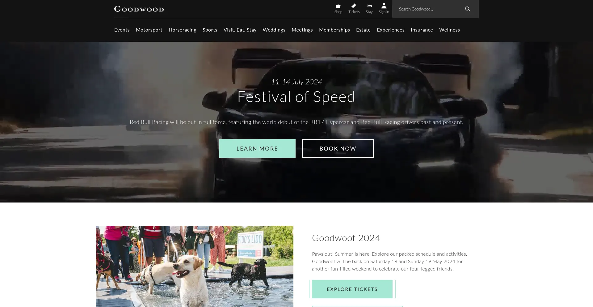 Screenshot of goodwood.com homepage