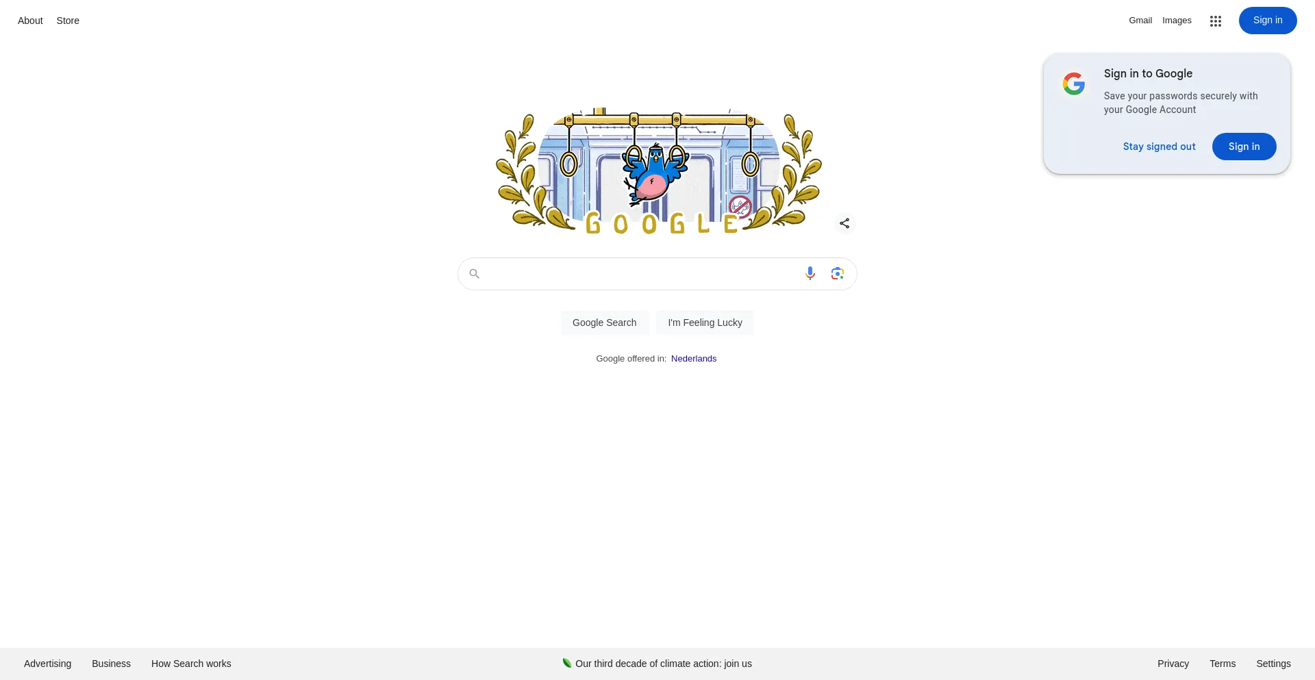 Screenshot of google.be homepage