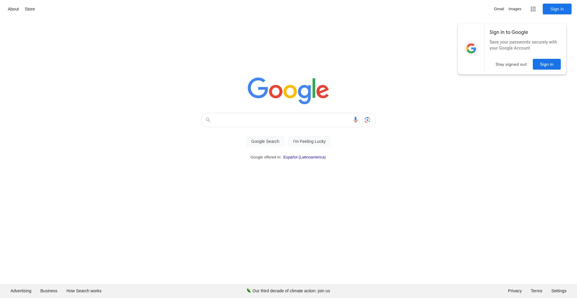 Screenshot of google.cl homepage