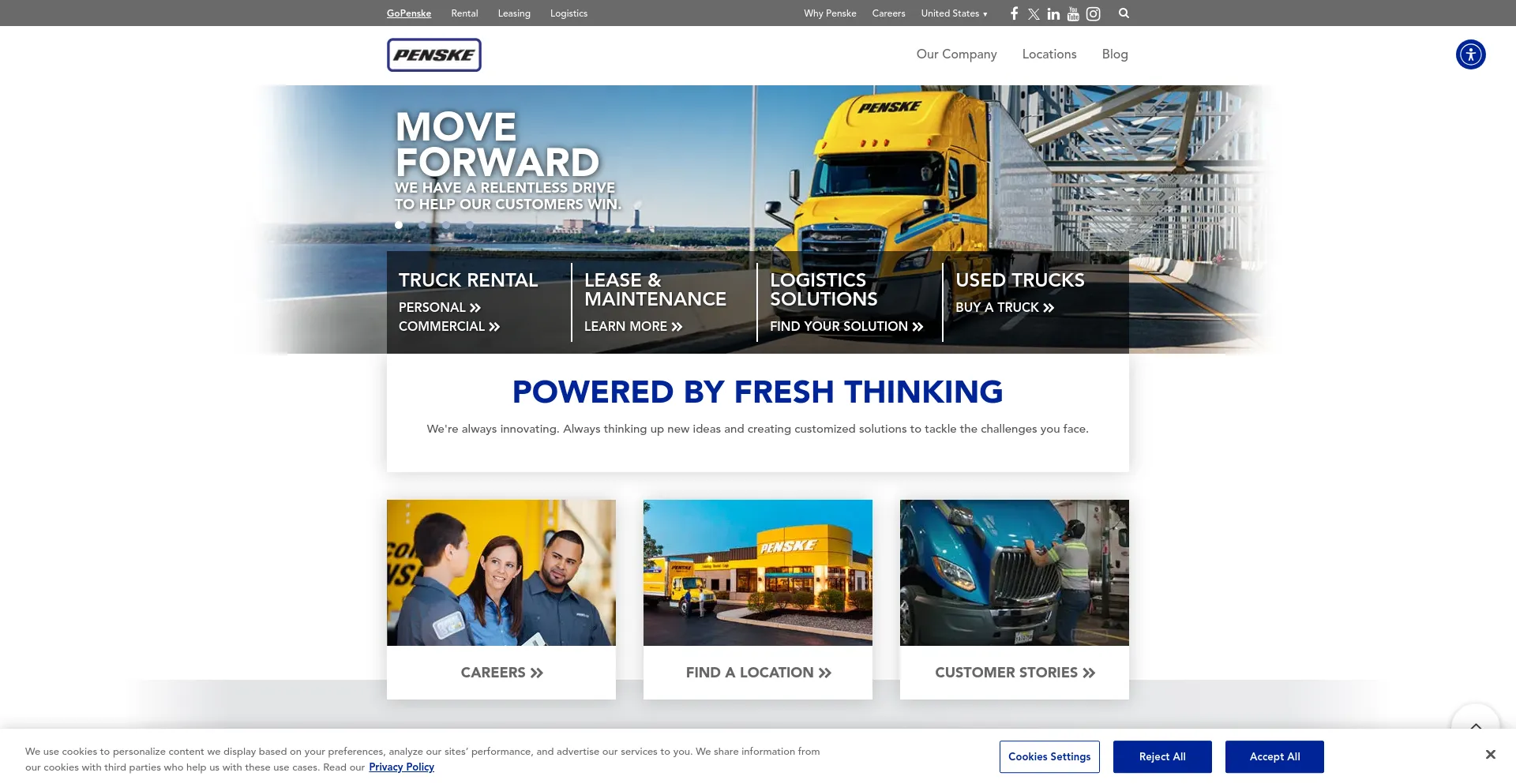 Screenshot of gopenske.com homepage