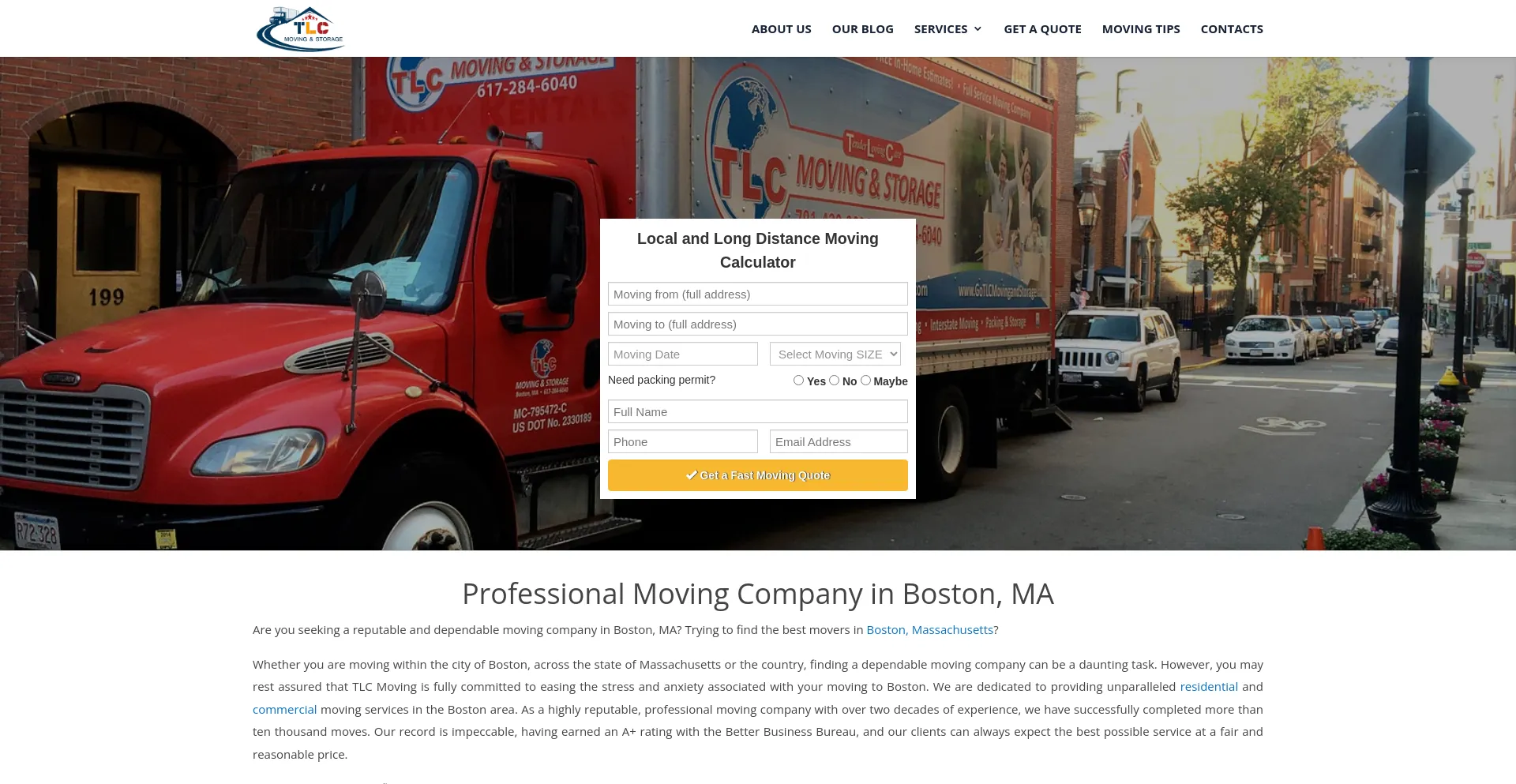 Screenshot of gotlcmovingandstorage.com homepage