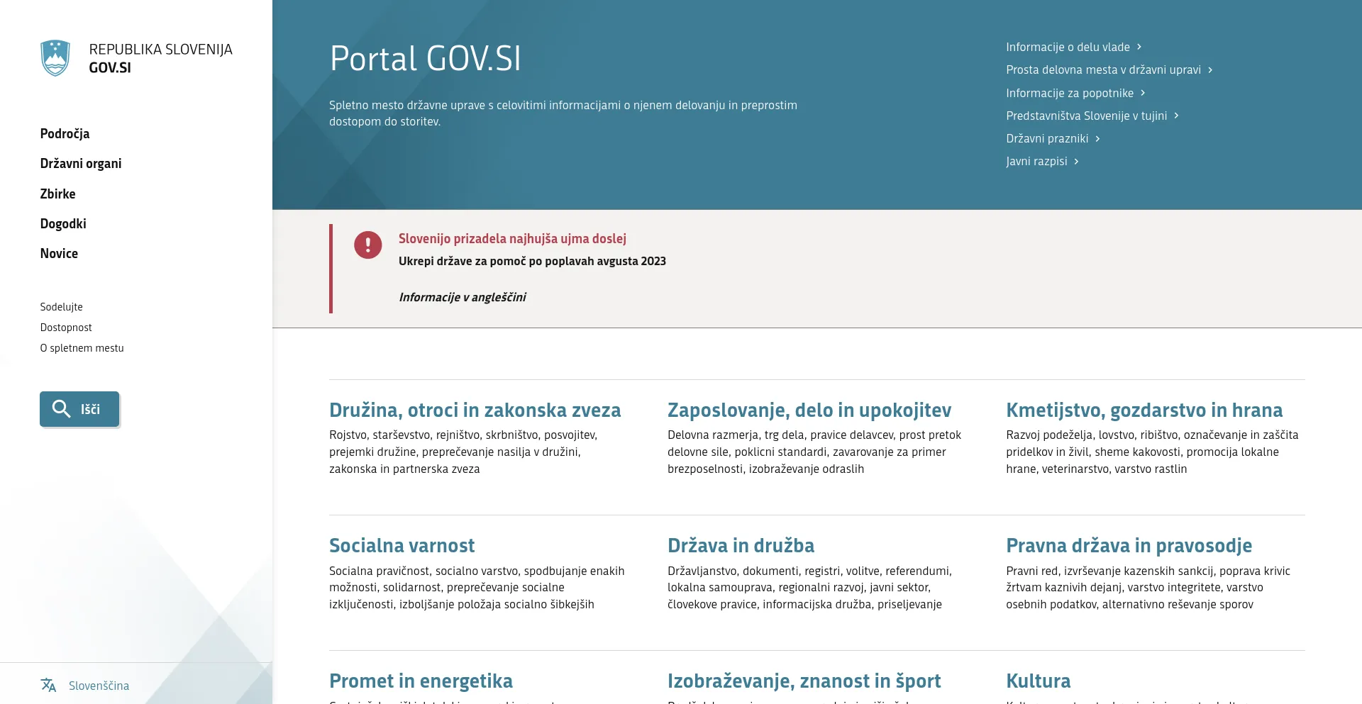 Screenshot of gov.si homepage