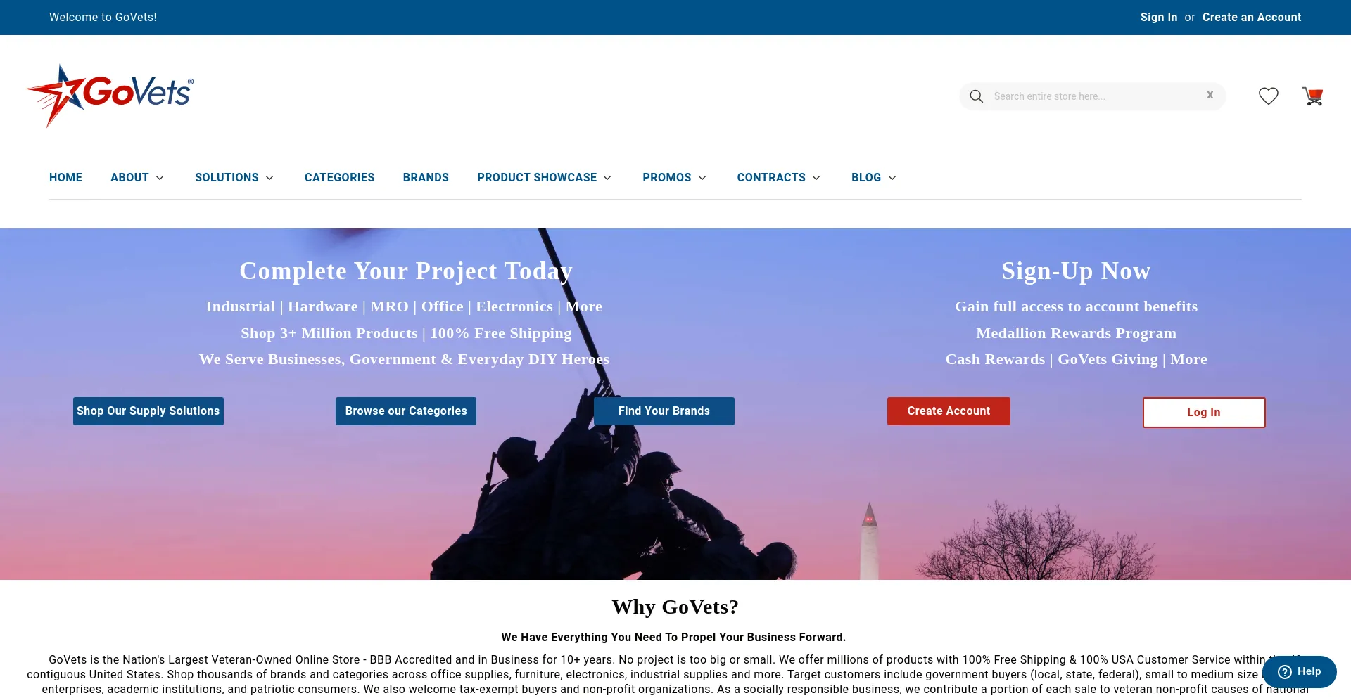 Screenshot of govets.com homepage