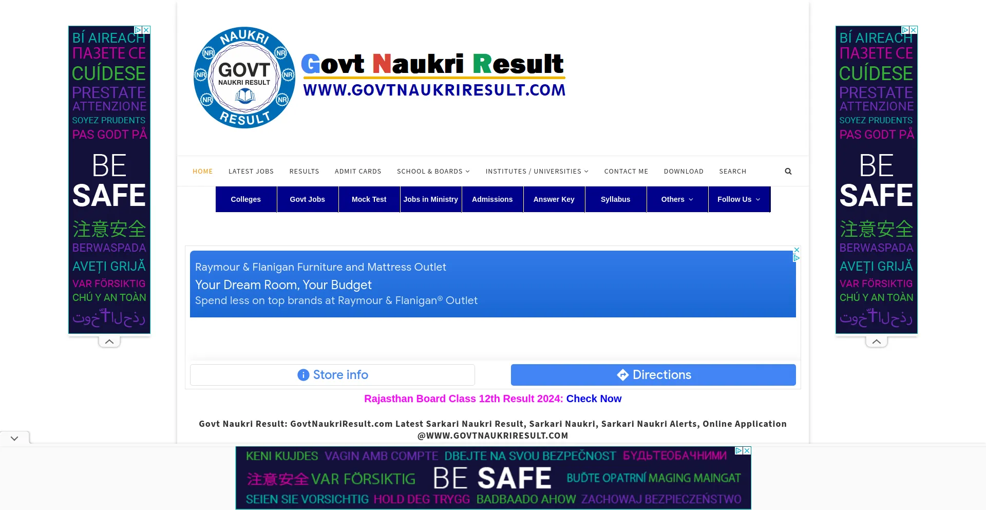 Screenshot of govtnaukriresult.com homepage