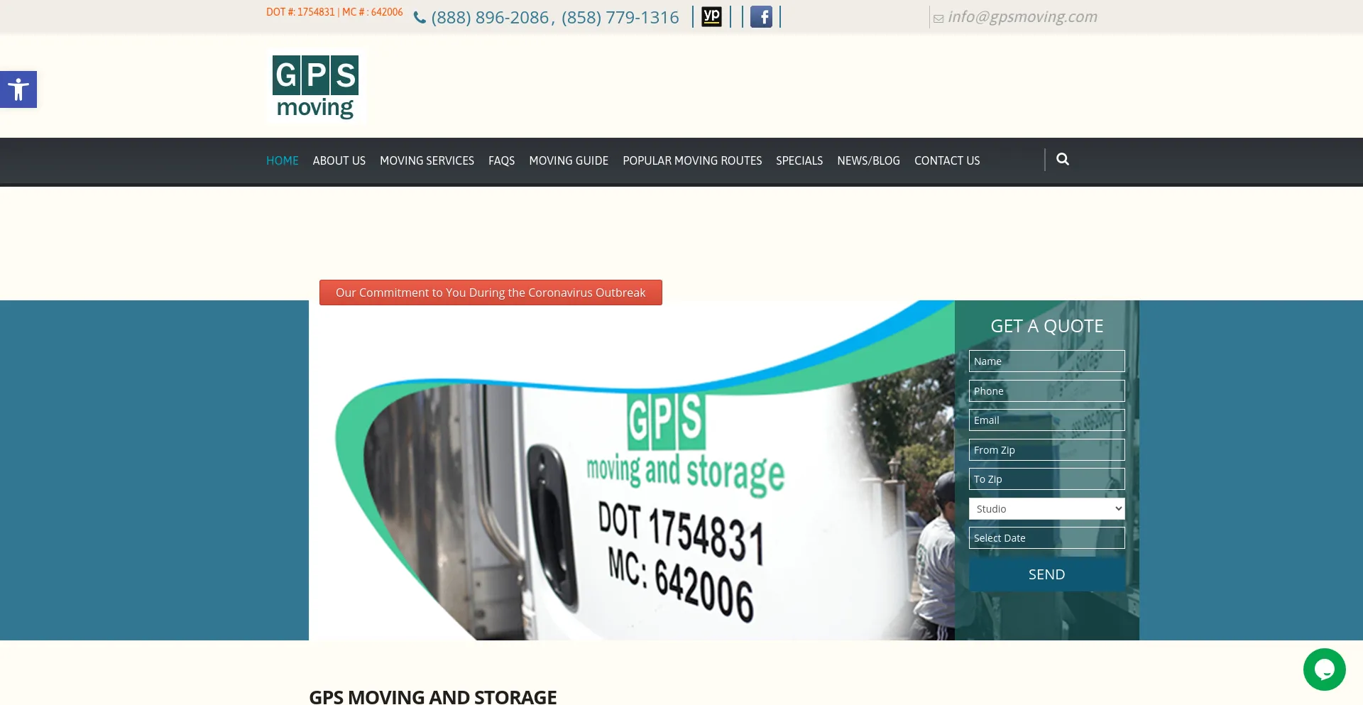 Screenshot of gpsmoving.com homepage