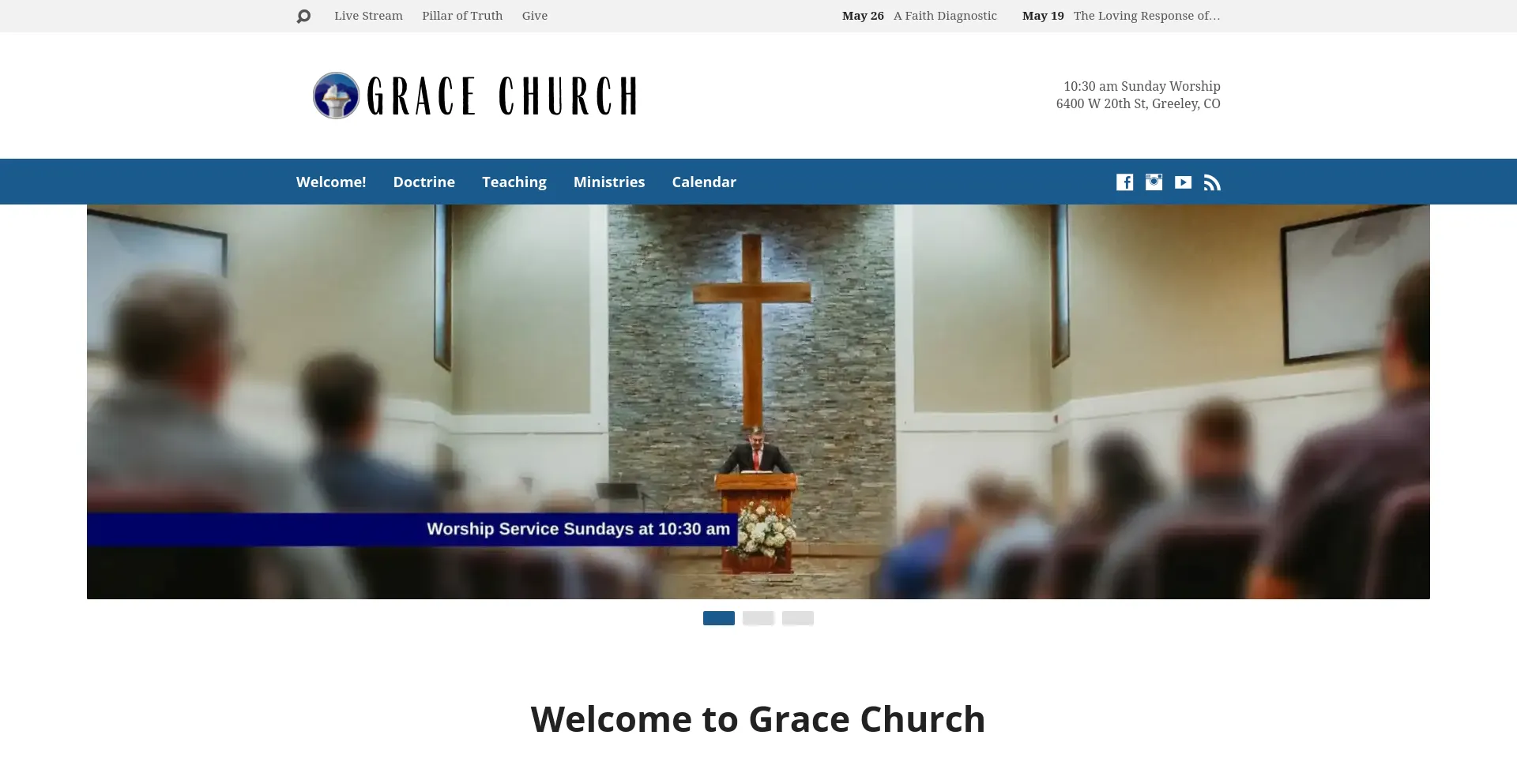 Screenshot of gracegreeley.org homepage