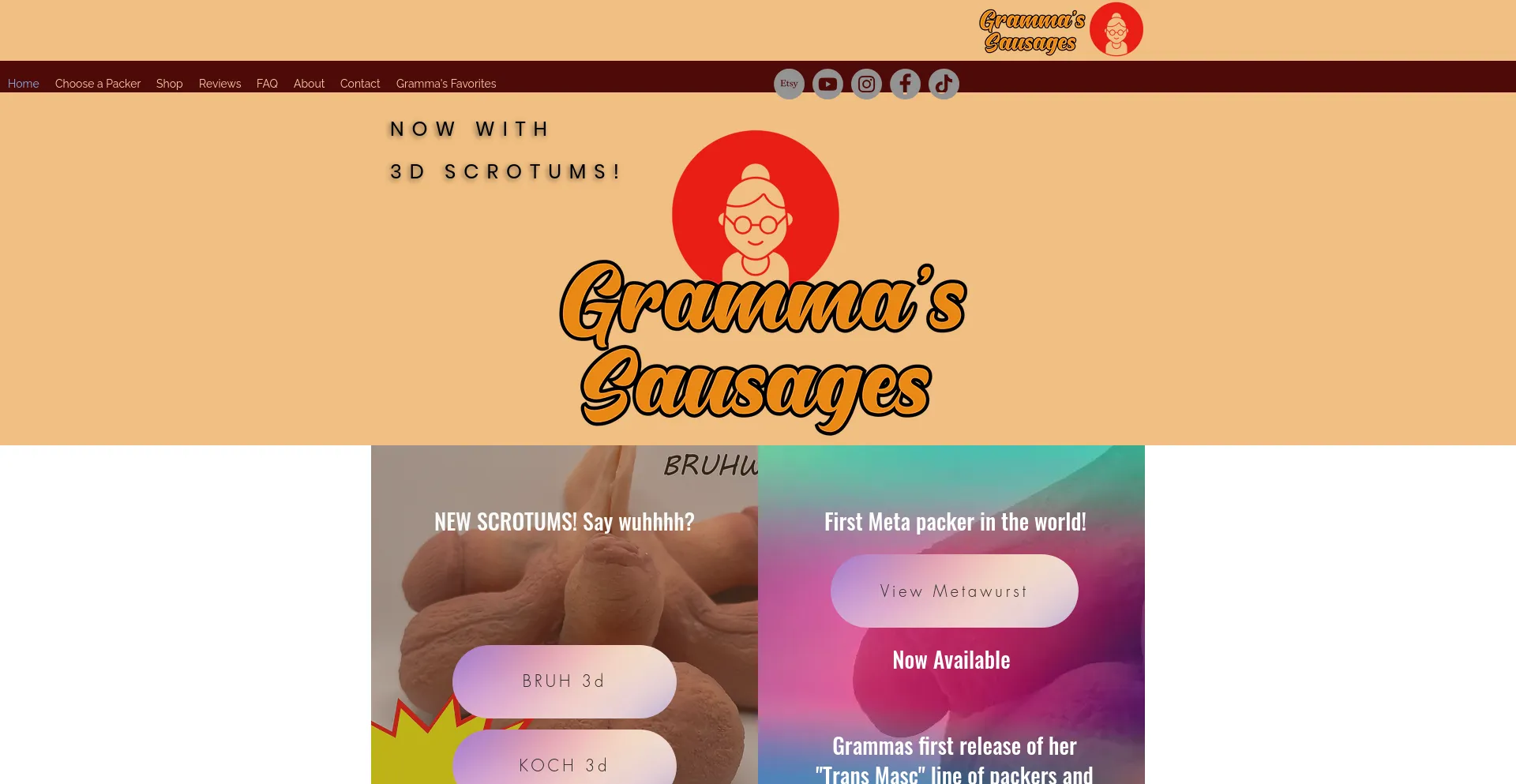 Screenshot of grammassausages.com homepage