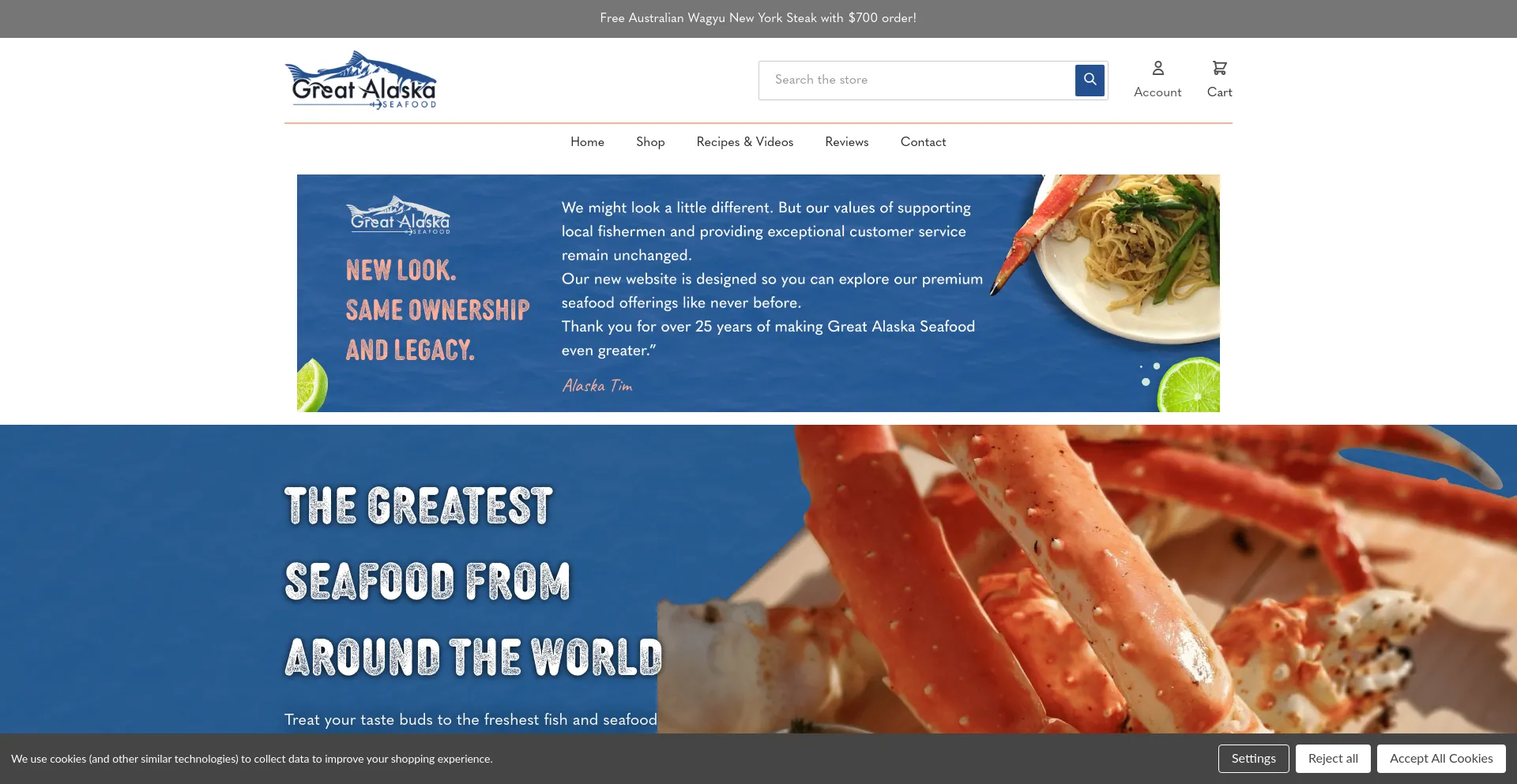 Screenshot of great-alaska-seafood.com homepage