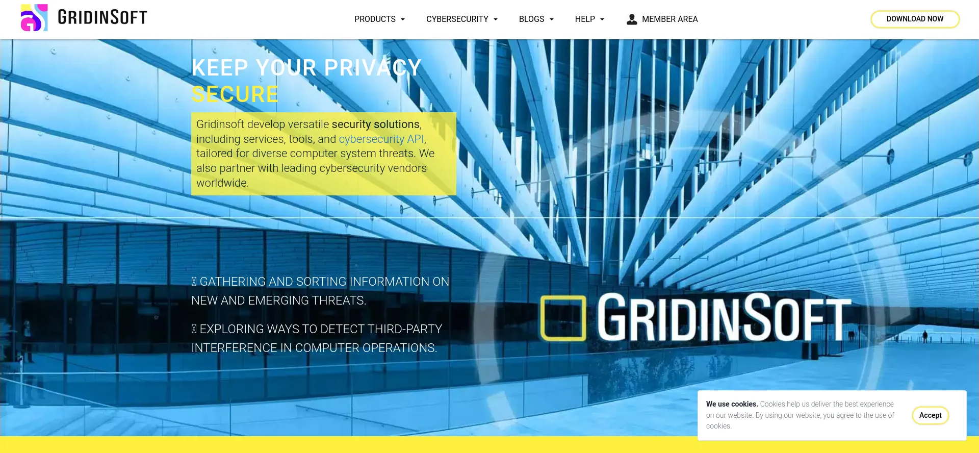 Screenshot of gridinsoft.com homepage