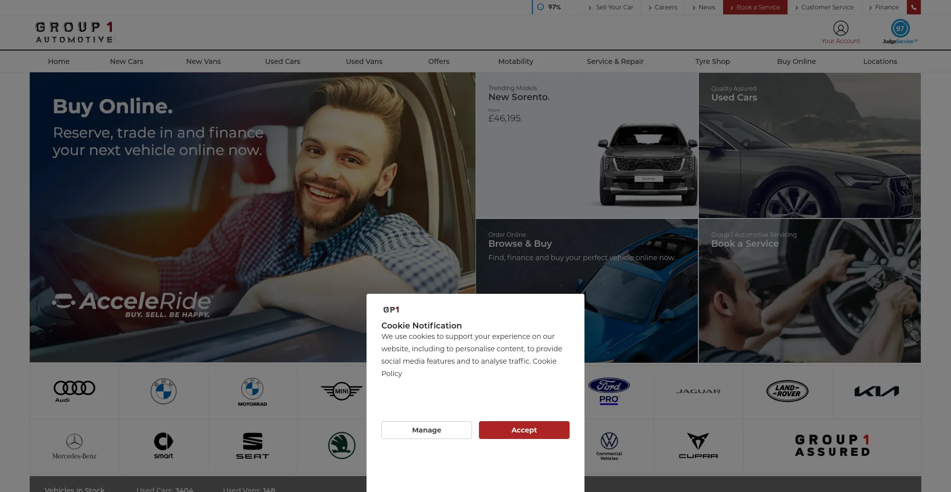 Screenshot of group1auto.co.uk homepage