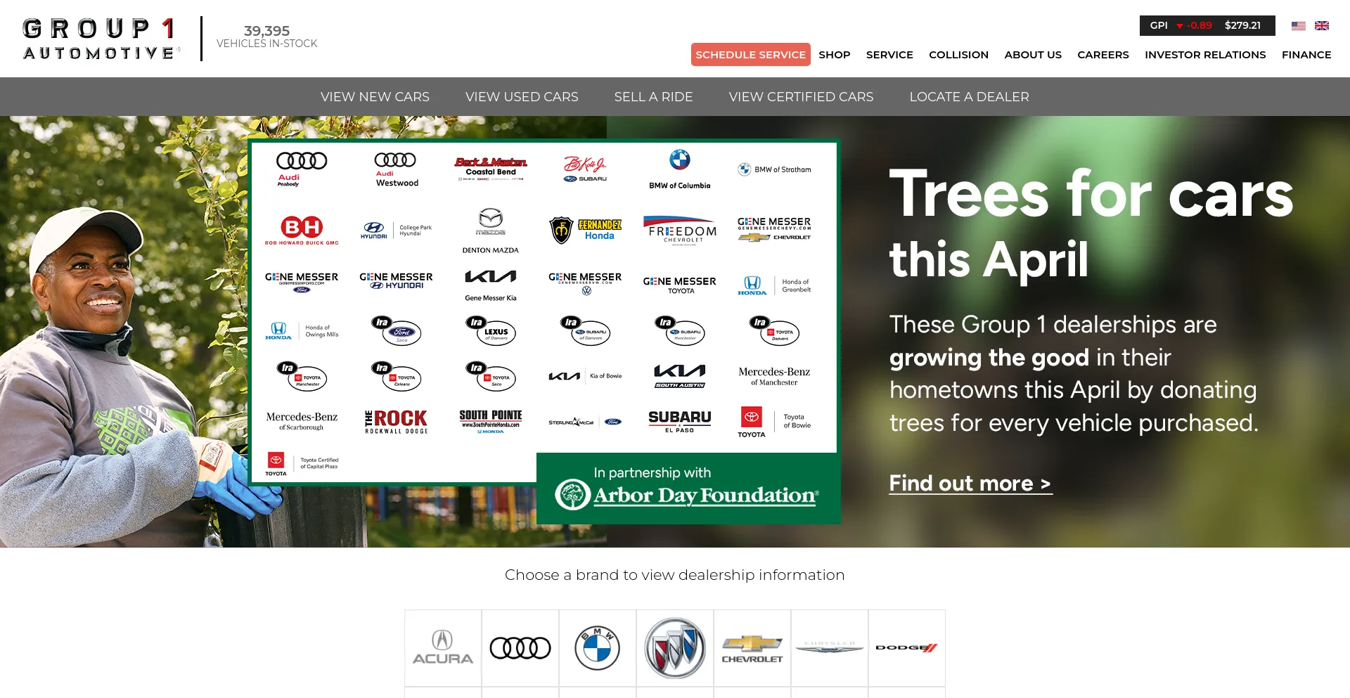 Screenshot of group1auto.com homepage