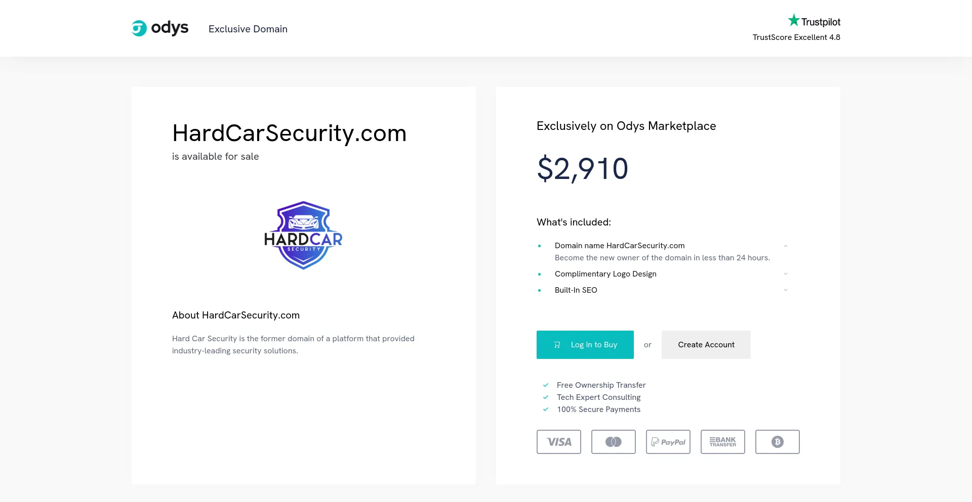 Screenshot of hardcarsecurity.com homepage