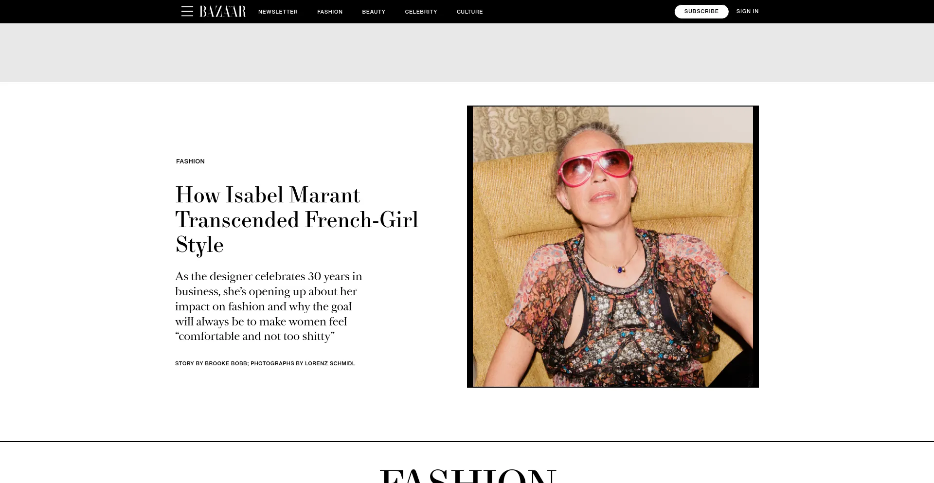 Screenshot of harpersbazaar.com homepage