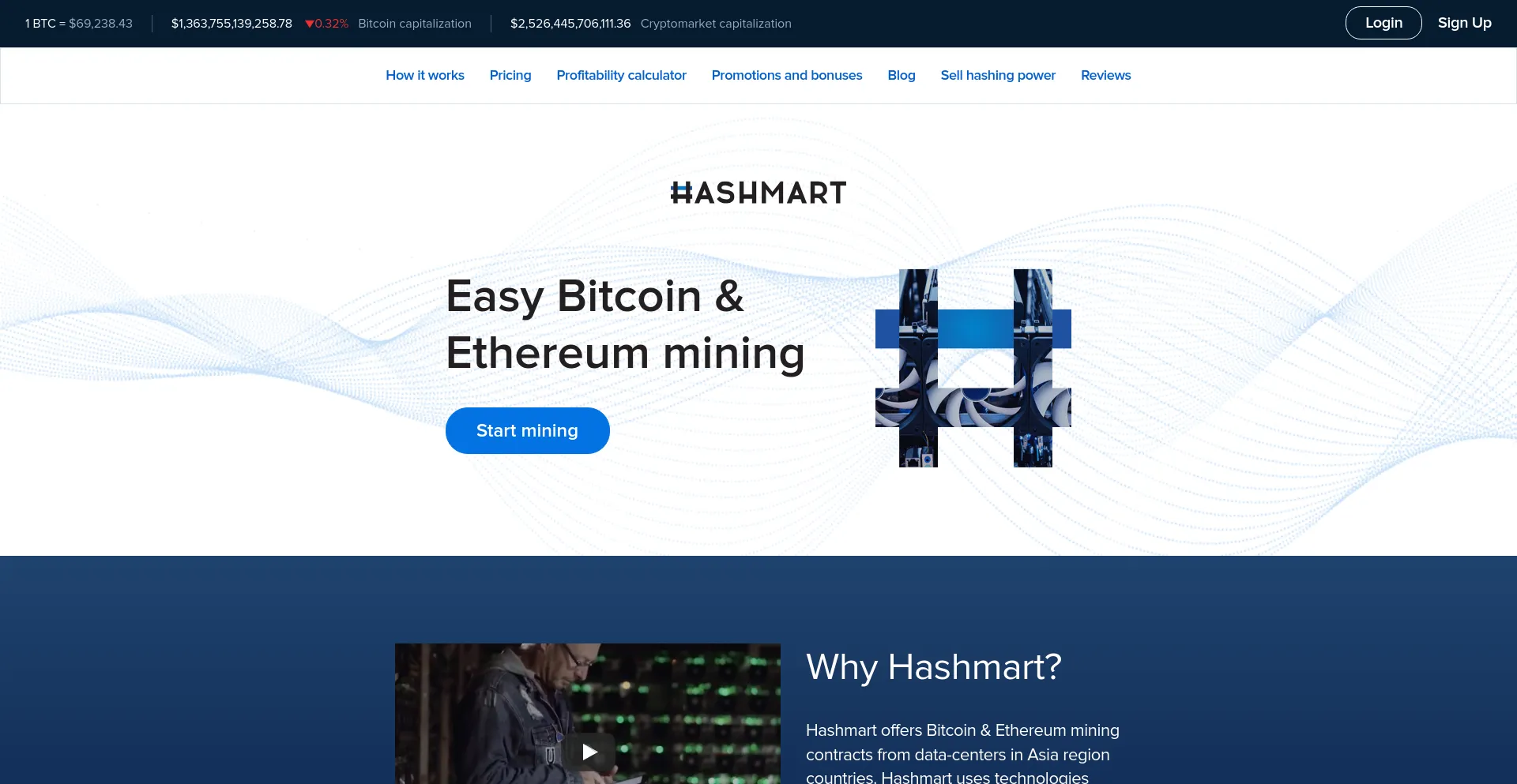 Screenshot of hashmart.io homepage