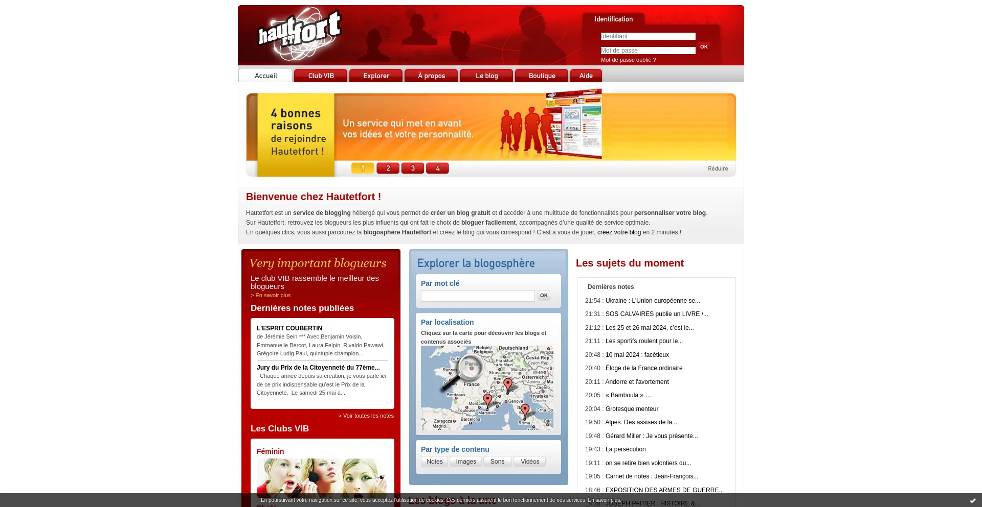 Screenshot of hautetfort.com homepage